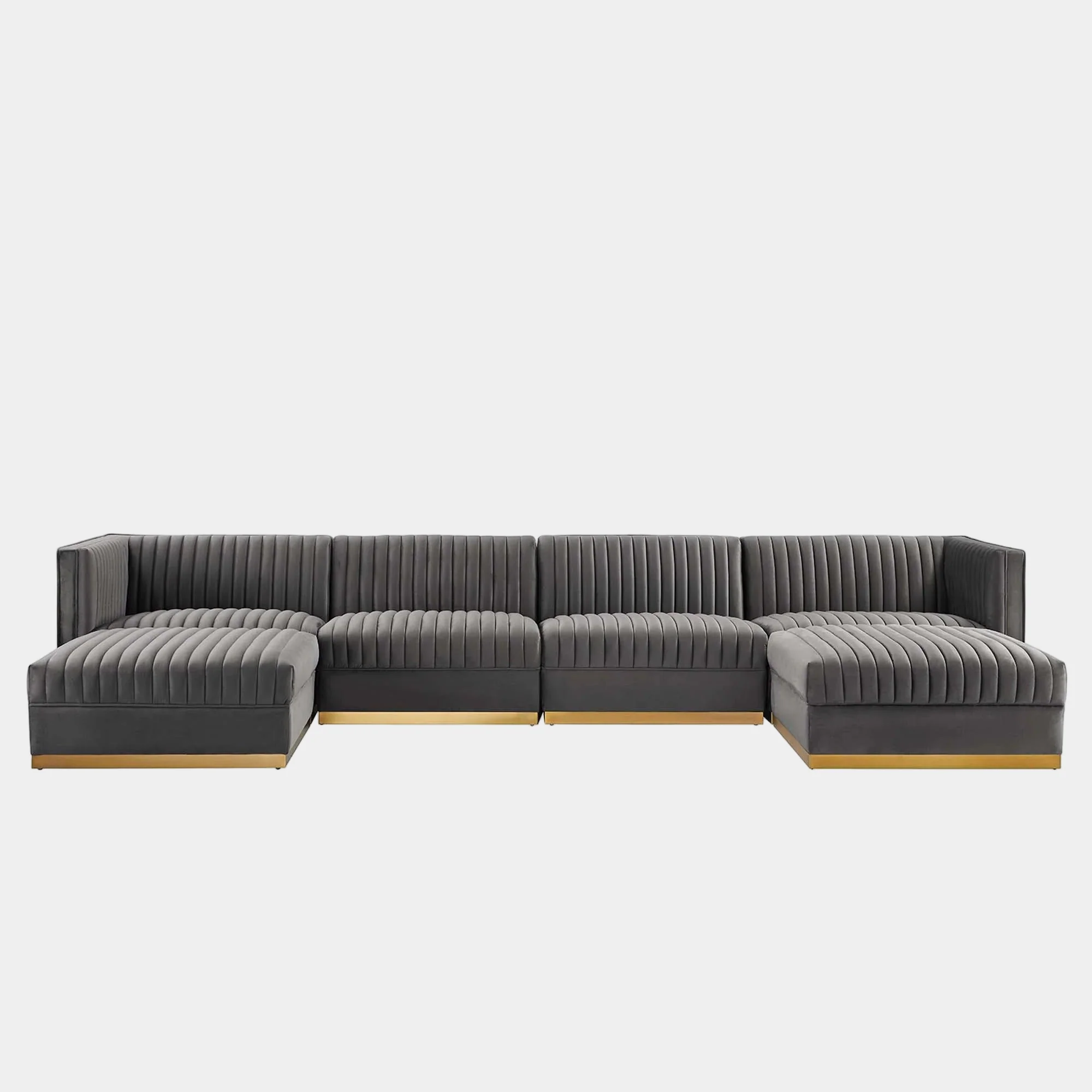 Sanguine 6-Piece Channel Tufted Performance Velvet Modular Sectional Sofa - Image 15