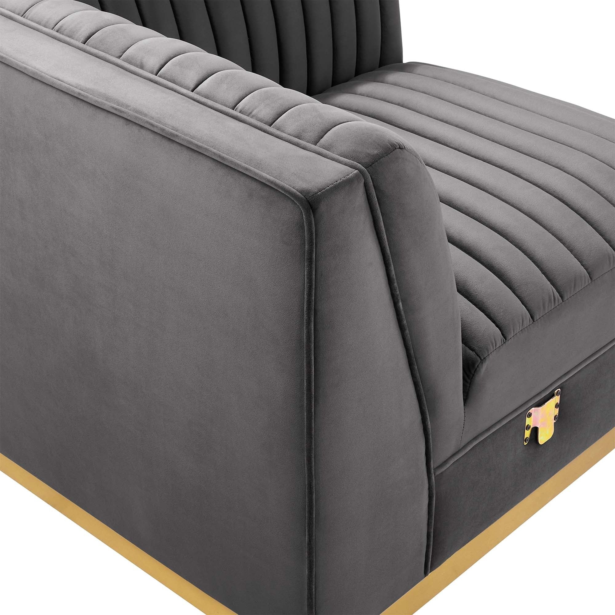 Sanguine 6-Piece Channel Tufted Performance Velvet Modular Sectional Sofa - Image 23