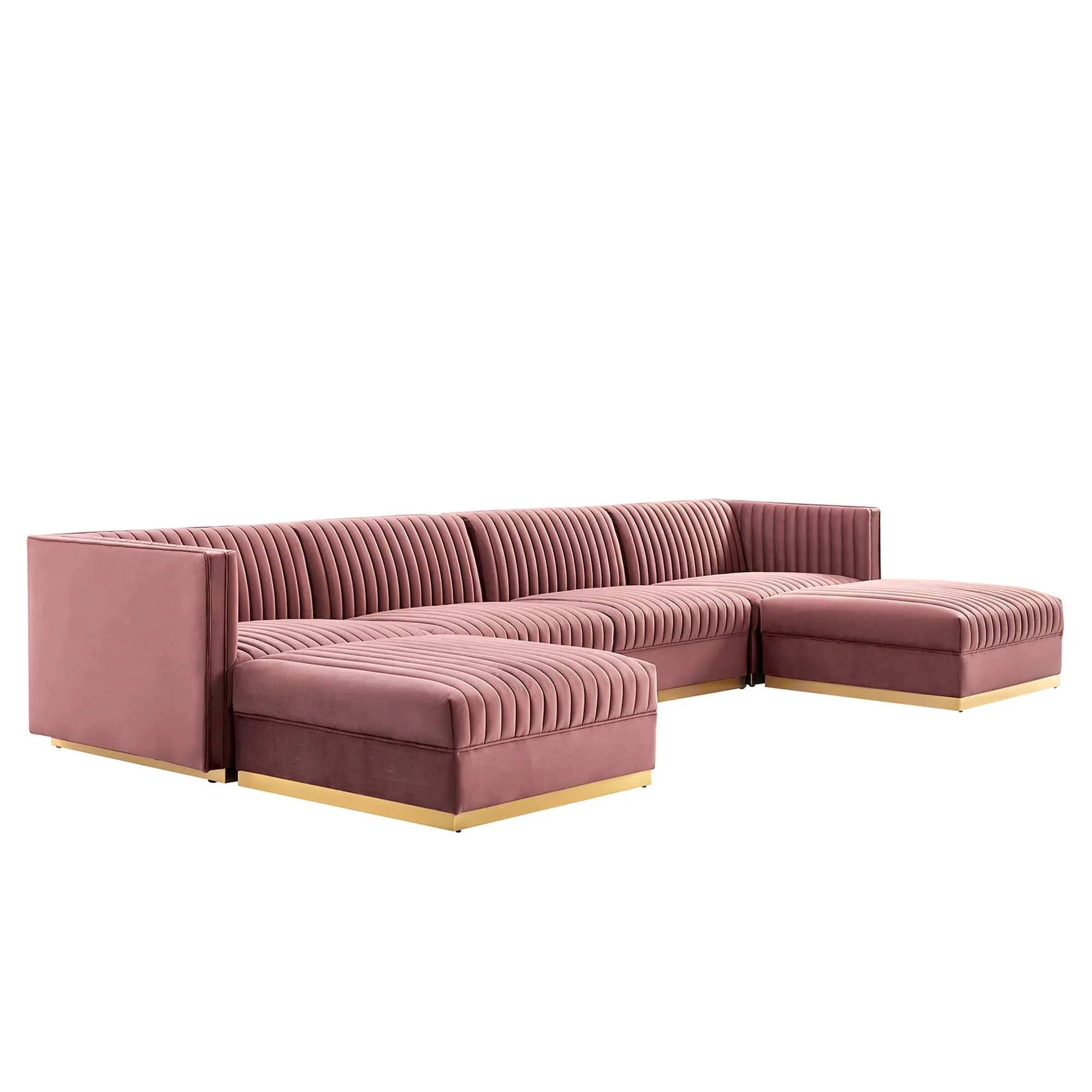 Sanguine 6-Piece Channel Tufted Performance Velvet Modular Sectional Sofa - Image 5