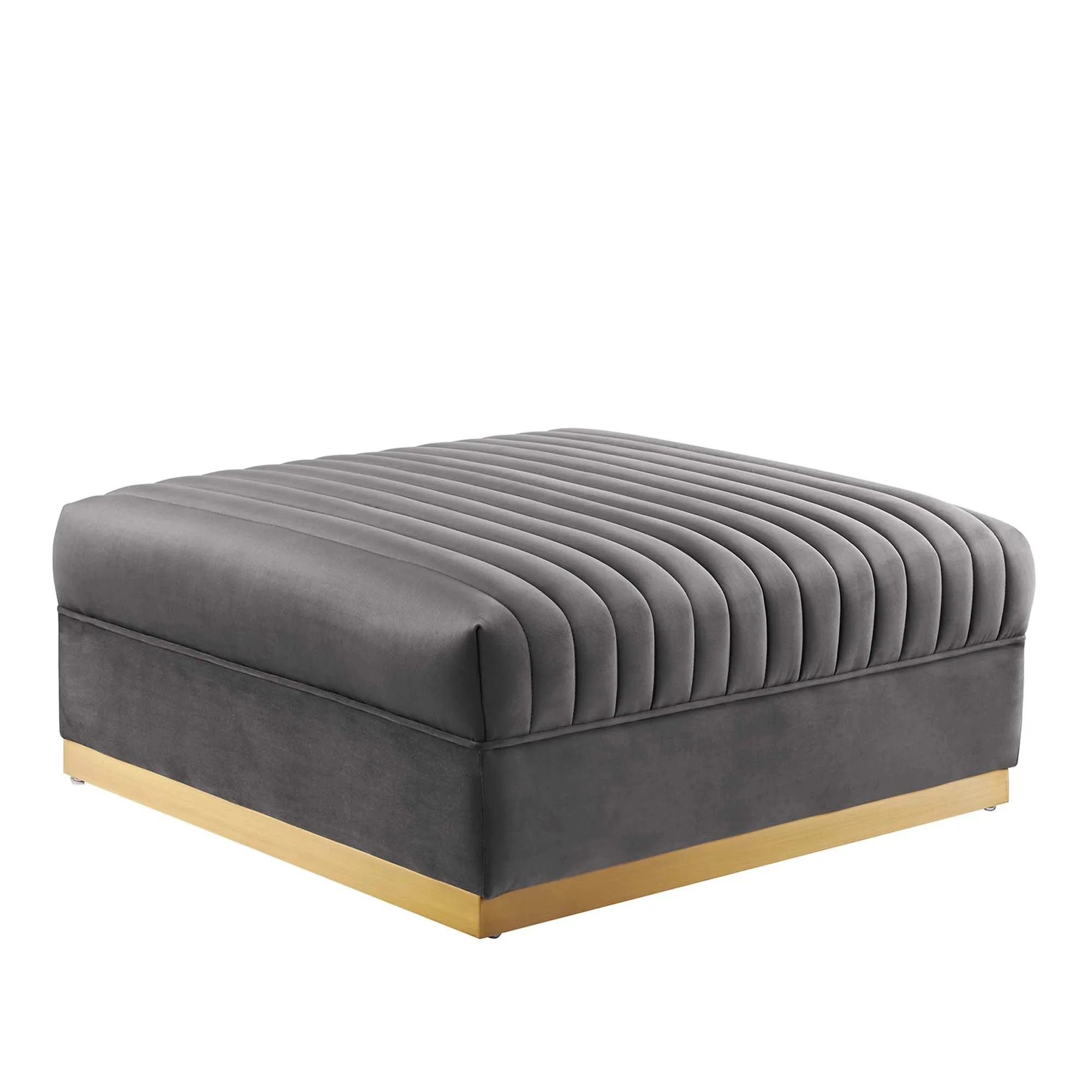 Sanguine 7-Piece Channel Tufted Performance Velvet Left-Facing Modular Sectional Sofa in Gray - Image 11