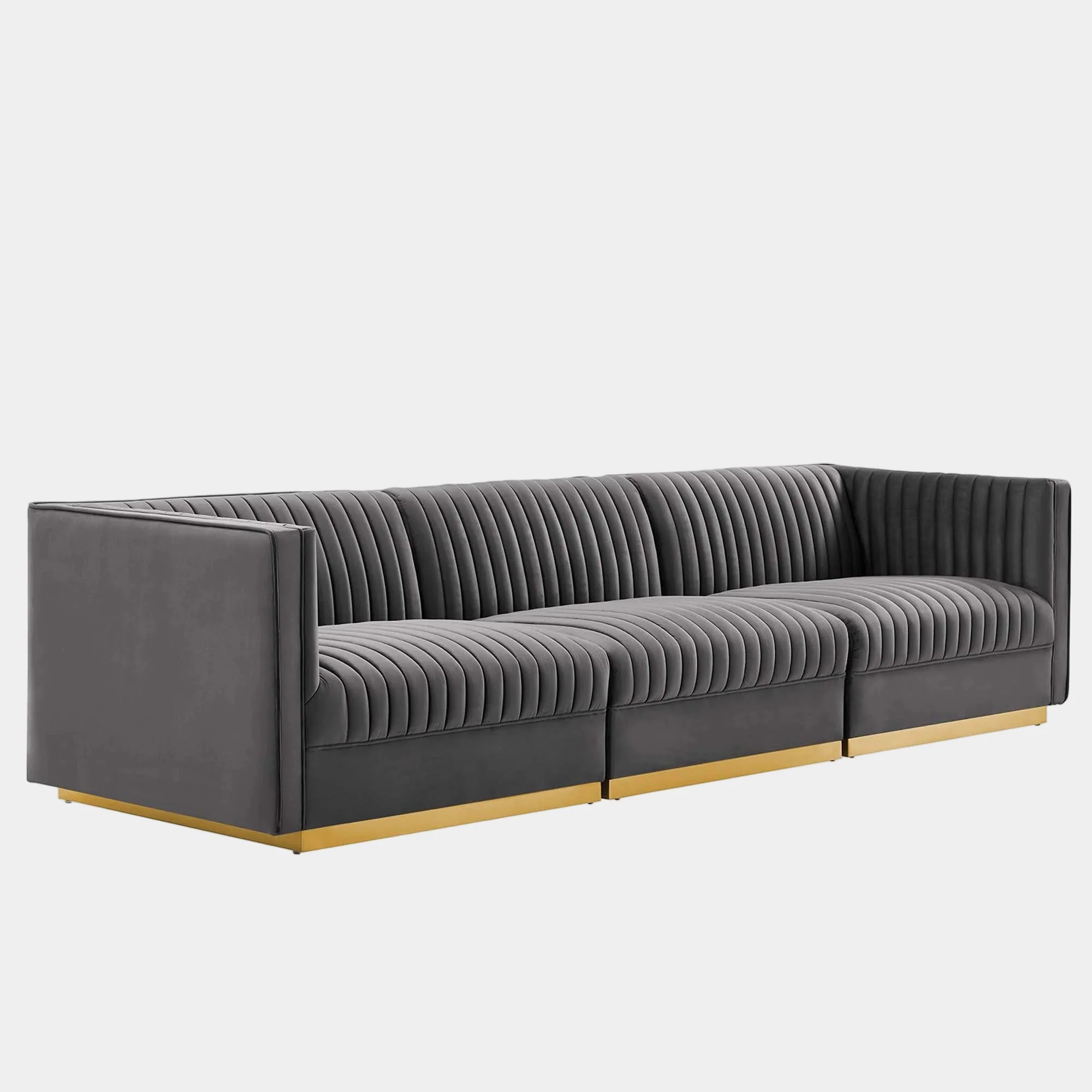 Sanguine Channel Tufted Performance Velvet 3-Seat Modular Sectional Sofa - Image 12