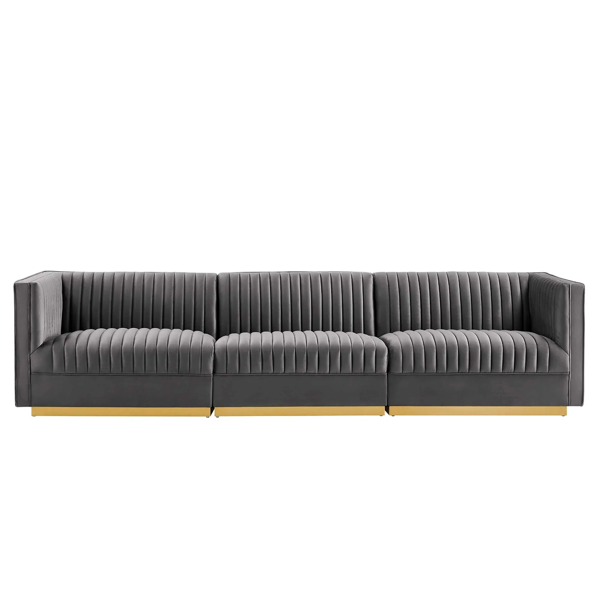 Sanguine Channel Tufted Performance Velvet 3-Seat Modular Sectional Sofa - Image 15