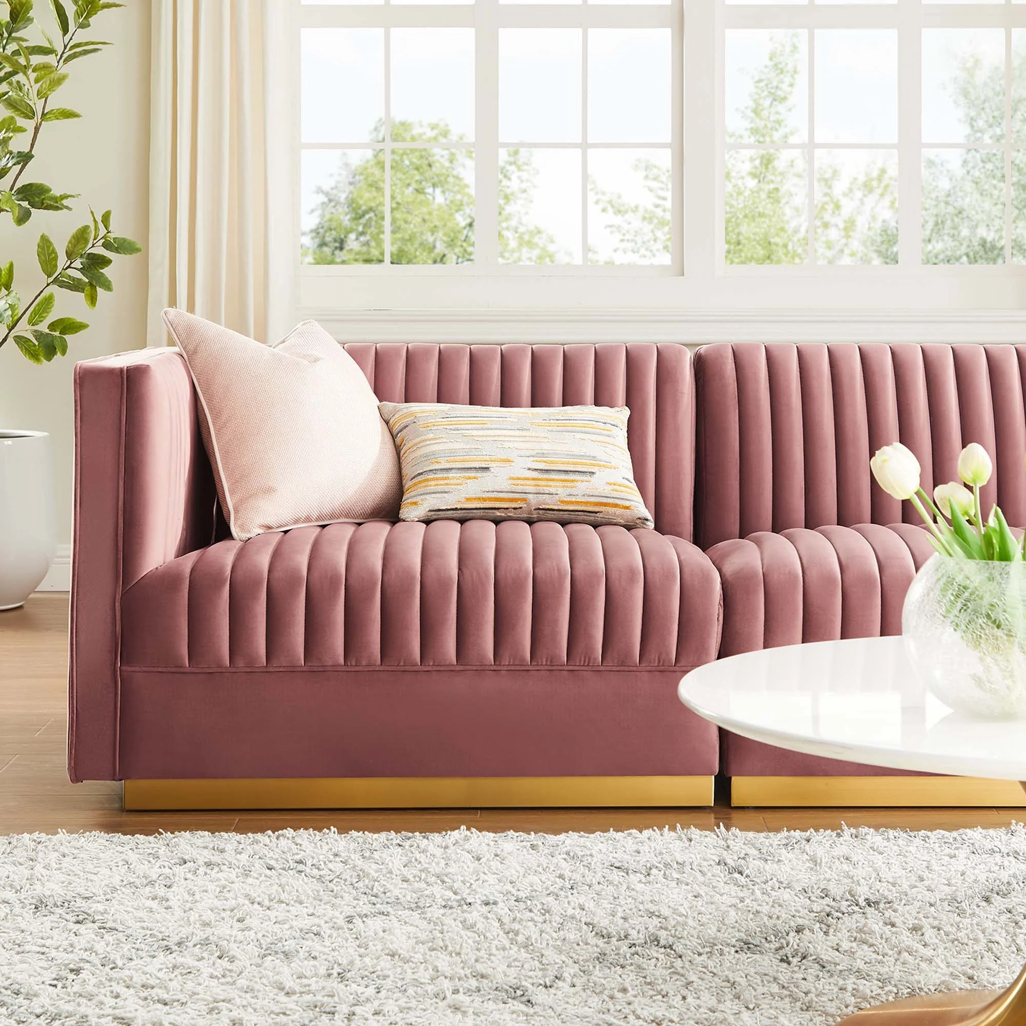Sanguine Channel Tufted Performance Velvet 3-Seat Modular Sectional Sofa - Image 3