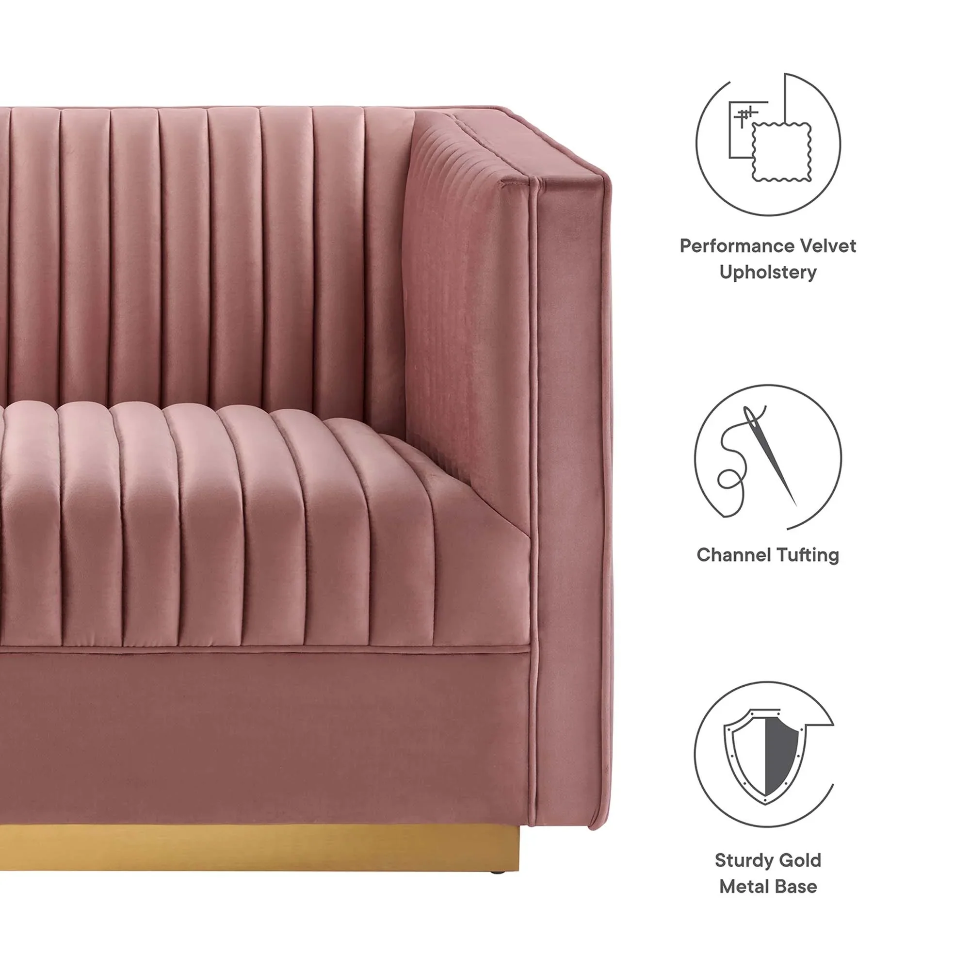 Sanguine Channel Tufted Performance Velvet 4-Seat Modular Sectional Sofa - Image 13