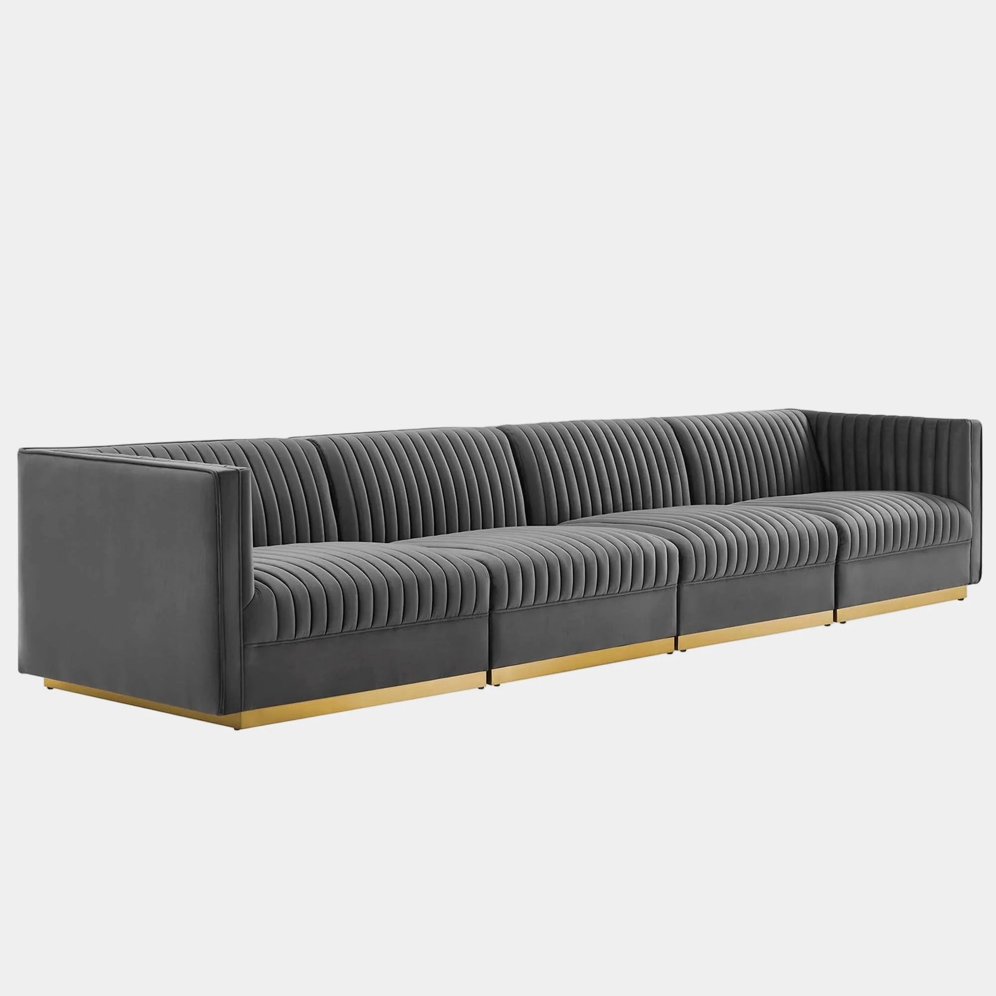 Sanguine Channel Tufted Performance Velvet 4-Seat Modular Sectional Sofa - Image 14