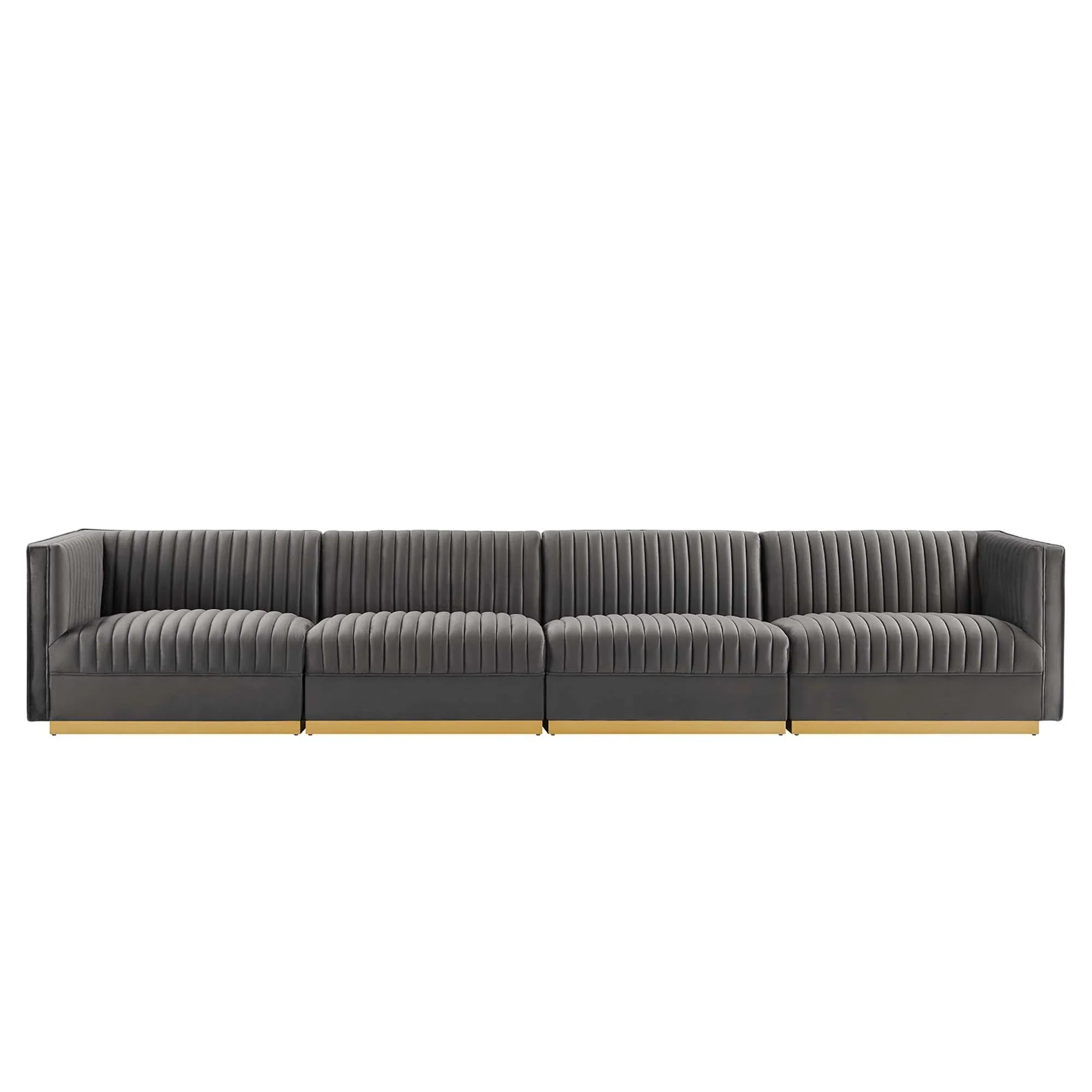 Sanguine Channel Tufted Performance Velvet 4-Seat Modular Sectional Sofa - Image 17