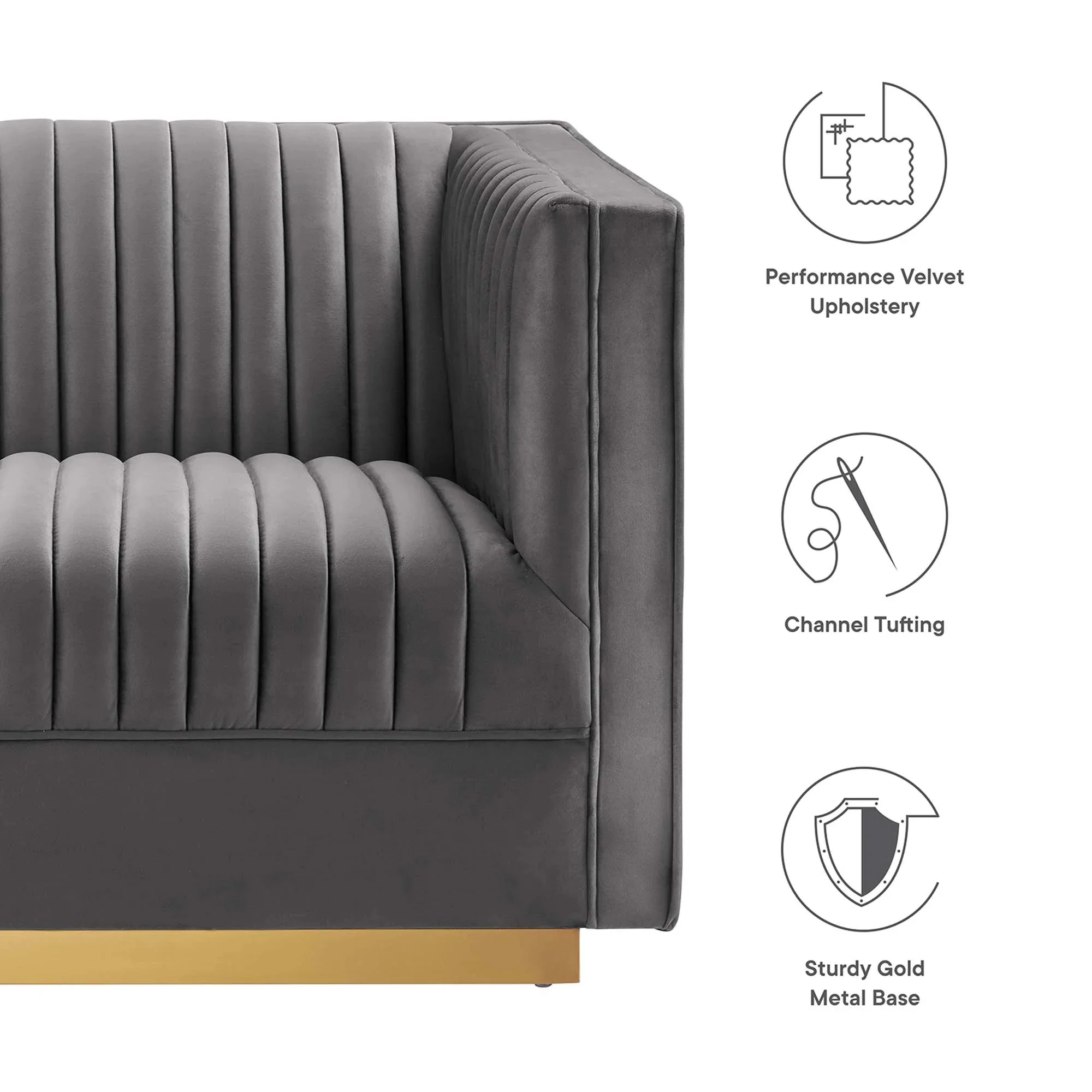 Sanguine Channel Tufted Performance Velvet 4-Seat Modular Sectional Sofa - Image 24