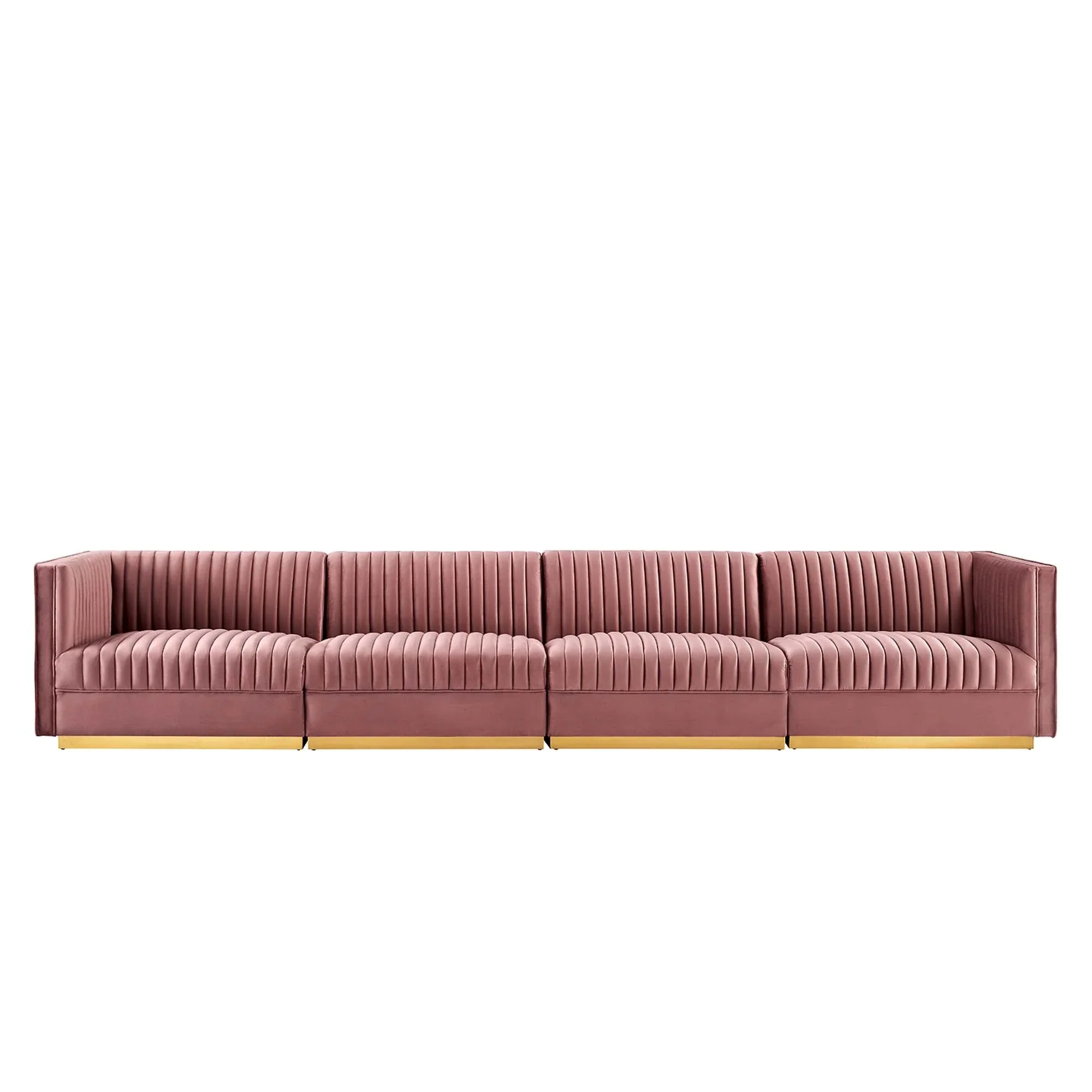 Sanguine Channel Tufted Performance Velvet 4-Seat Modular Sectional Sofa - Image 4