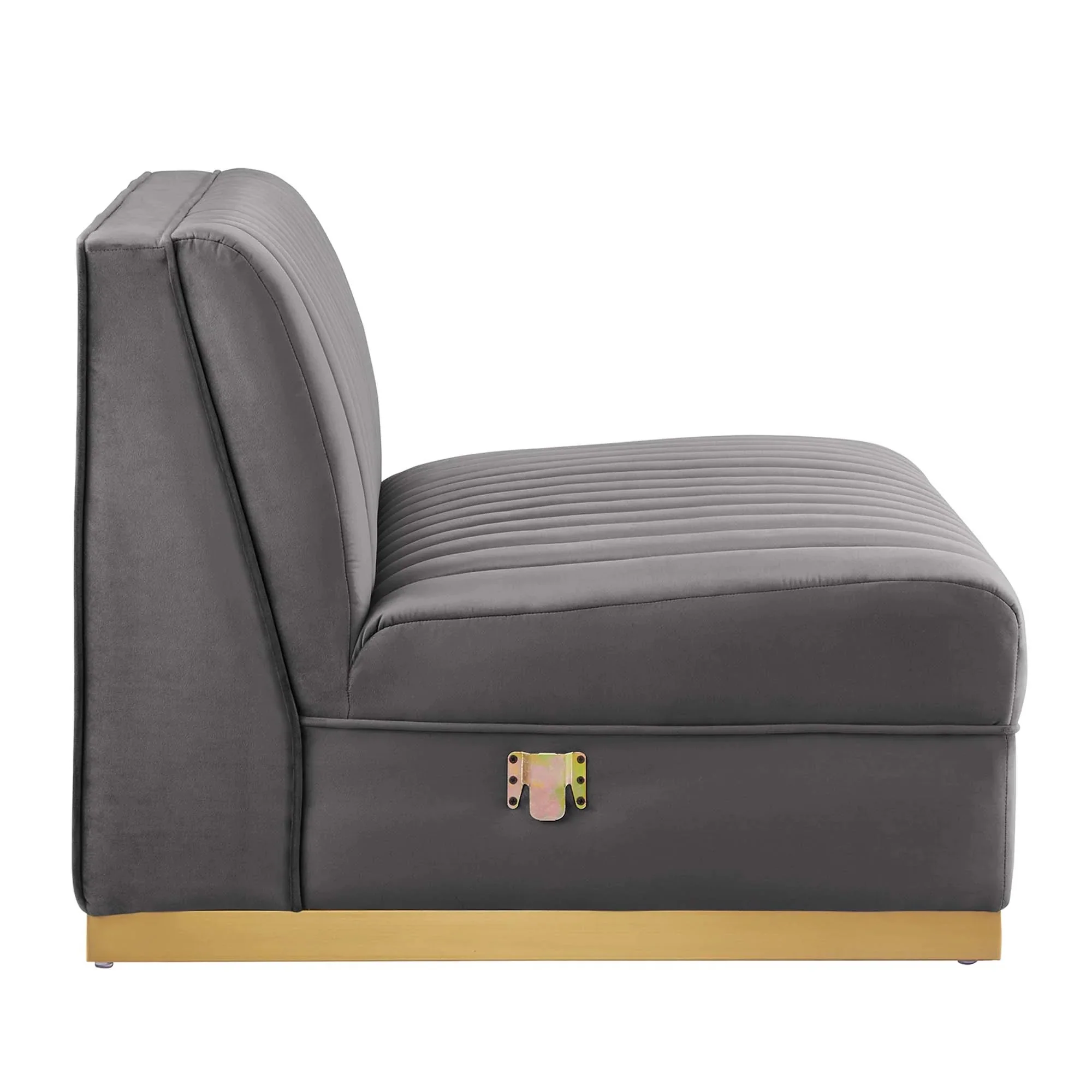 Sanguine Channel Tufted Performance Velvet Modular Sectional Sofa Armless Chair - Image 11