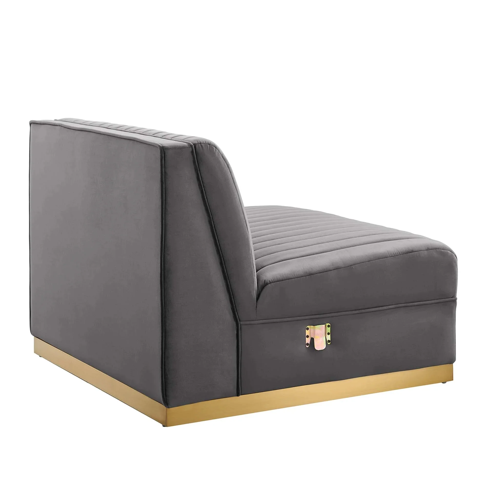 Sanguine Channel Tufted Performance Velvet Modular Sectional Sofa Armless Chair - Image 12