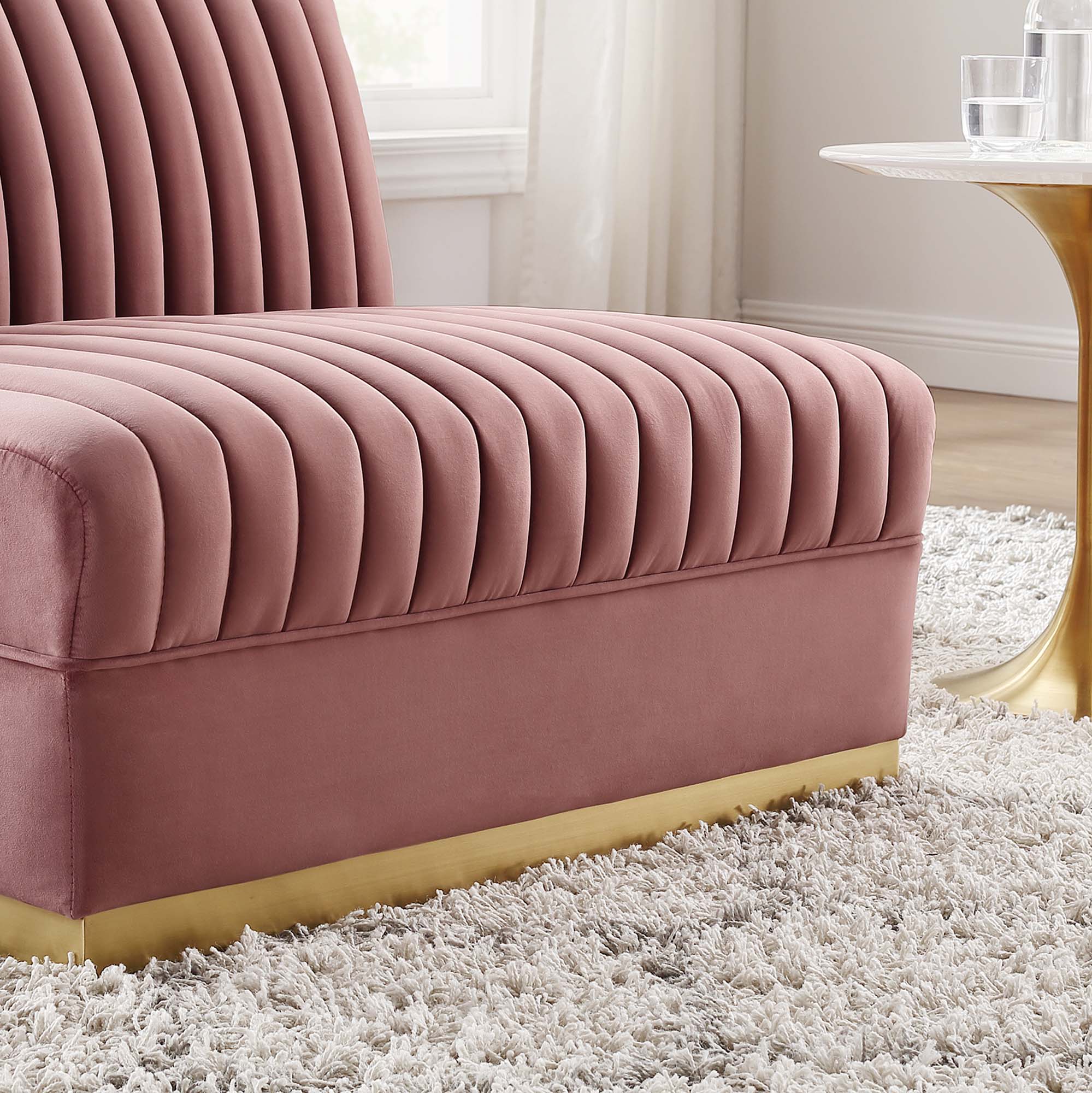 Sanguine Channel Tufted Performance Velvet Modular Sectional Sofa Armless Chair - Image 3
