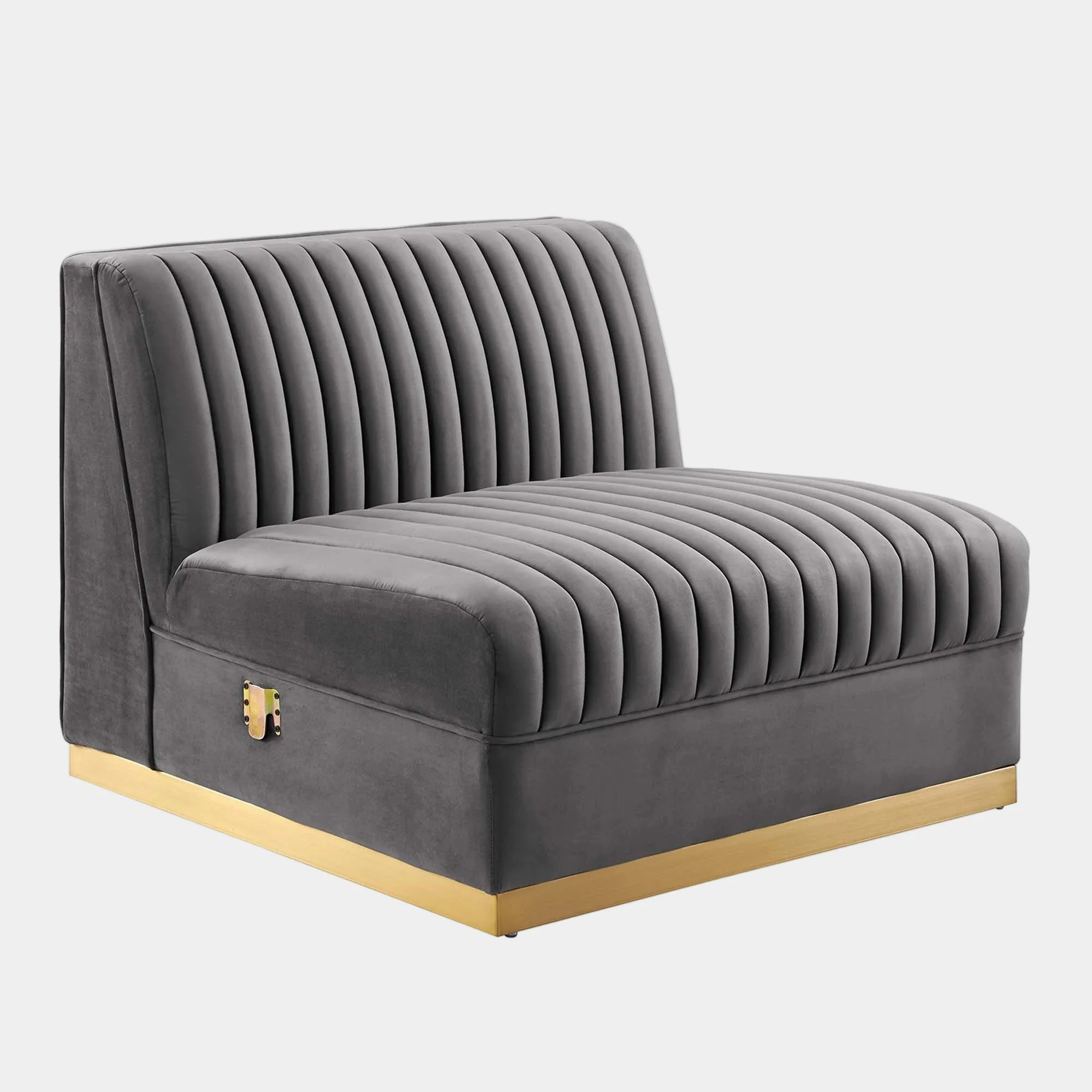 Sanguine Channel Tufted Performance Velvet Modular Sectional Sofa Armless Chair - Image 9