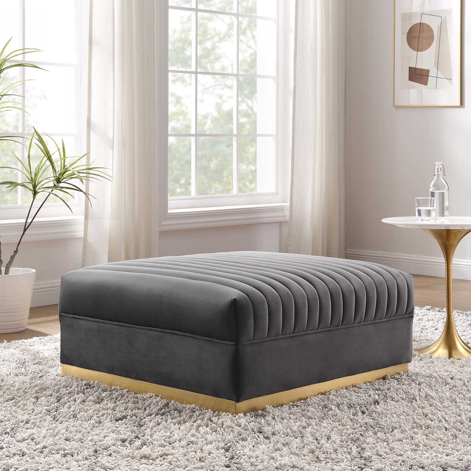 Sanguine Channel Tufted Performance Velvet Modular Sectional Sofa Ottoman - Image 8