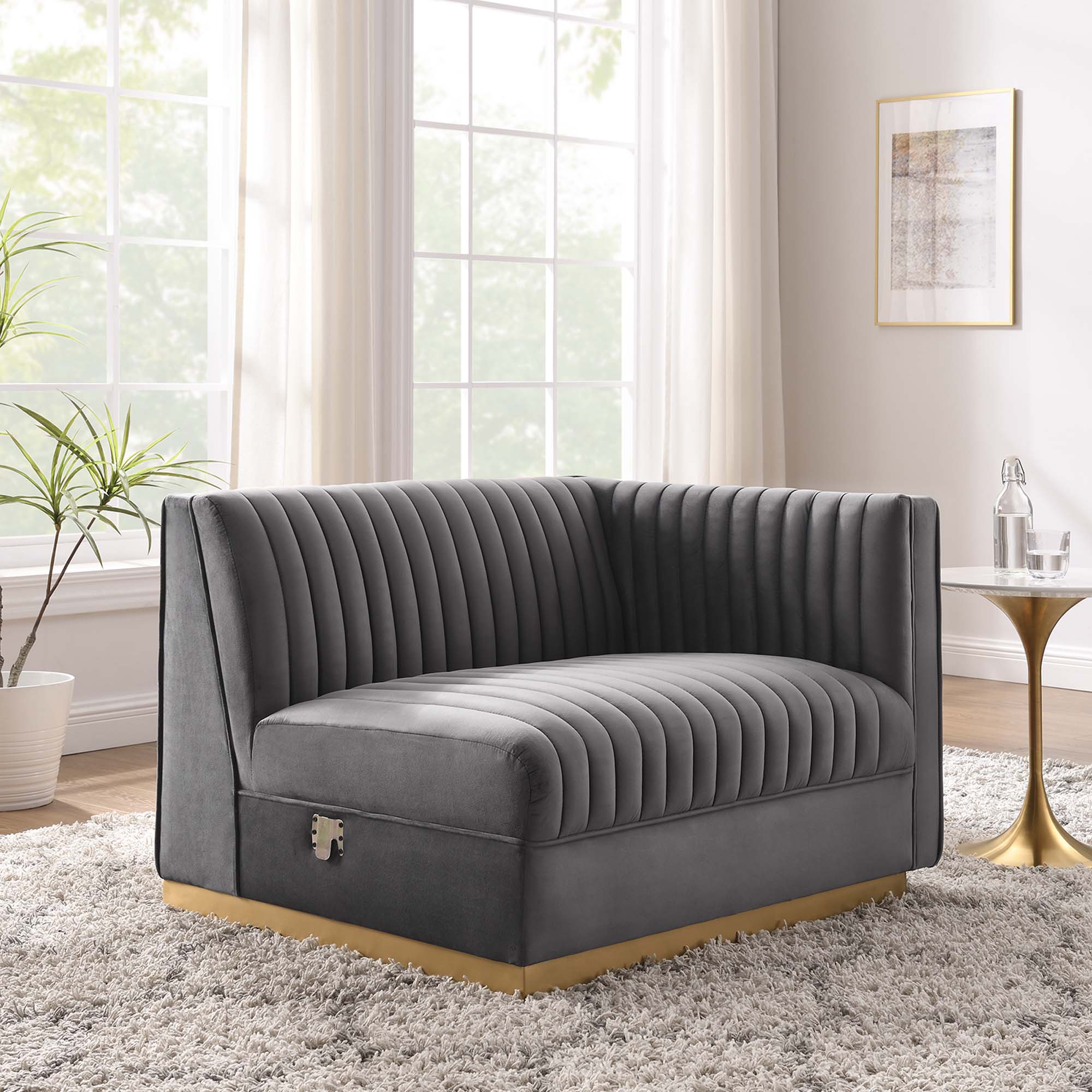 Sanguine Channel Tufted Performance Velvet Modular Sectional Sofa Right-Arm Chair - Image 10