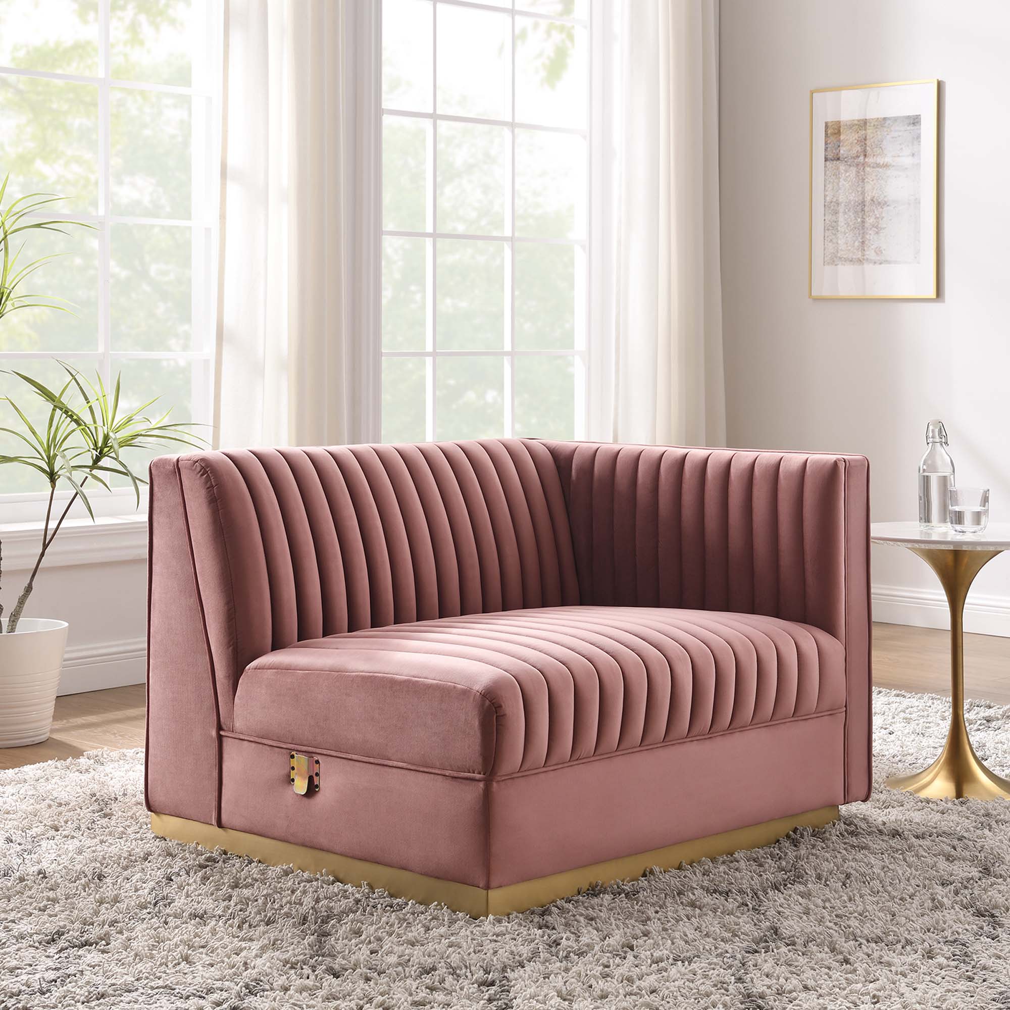 Sanguine Channel Tufted Performance Velvet Modular Sectional Sofa Right-Arm Chair - Image 2