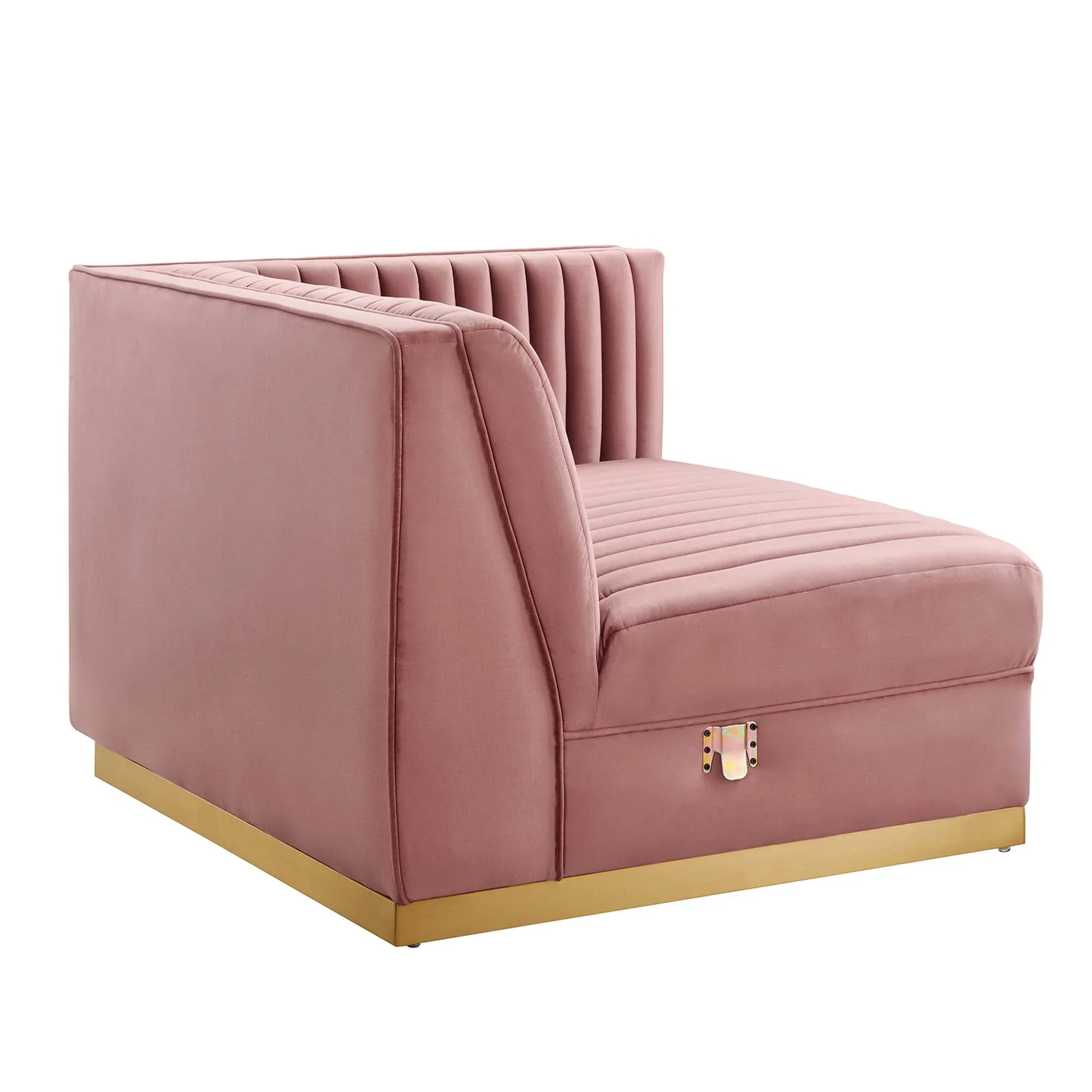 Sanguine Channel Tufted Performance Velvet Modular Sectional Sofa Right-Arm Chair - Image 4