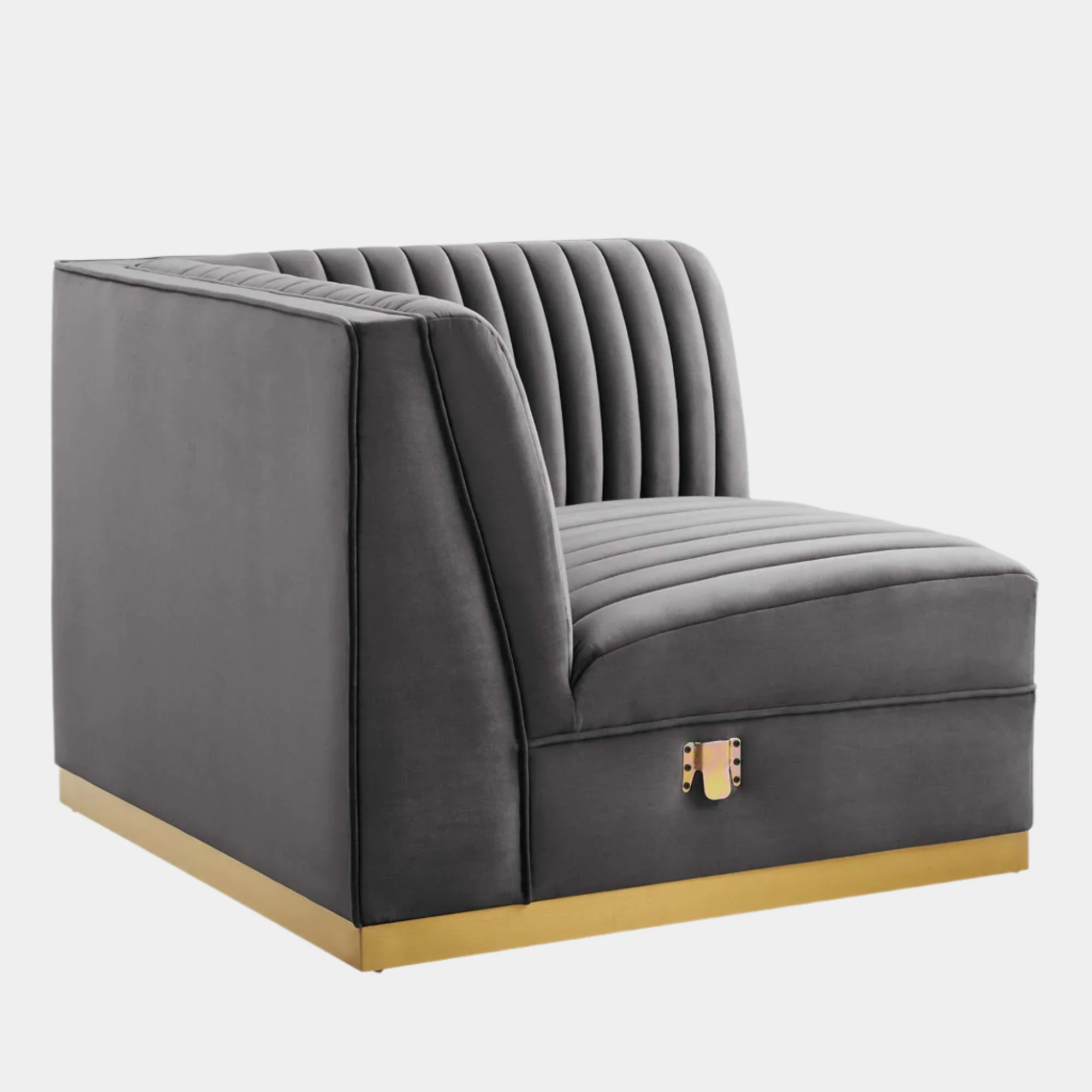 Sanguine Channel Tufted Performance Velvet Modular Sectional Sofa Right Corner Chair