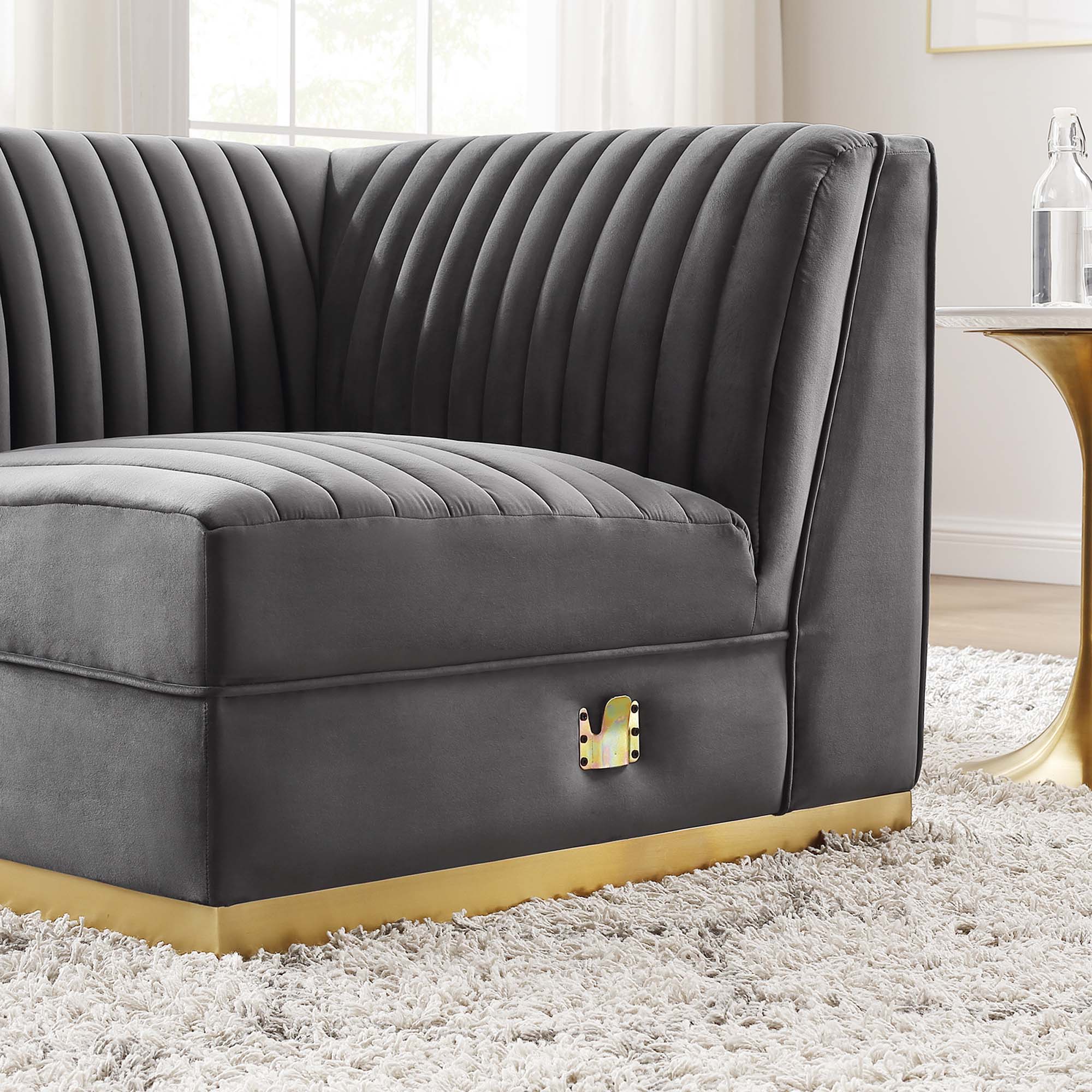Sanguine Channel Tufted Performance Velvet Modular Sectional Sofa Right Corner Chair - Image 3