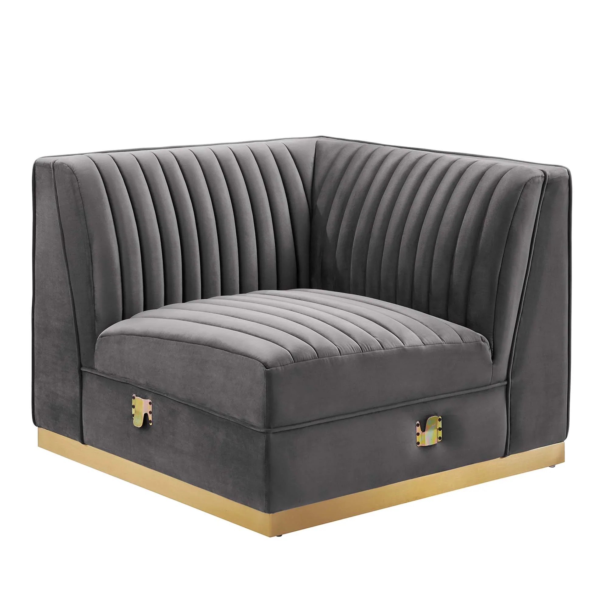 Sanguine Channel Tufted Performance Velvet Modular Sectional Sofa Right Corner Chair - Image 4