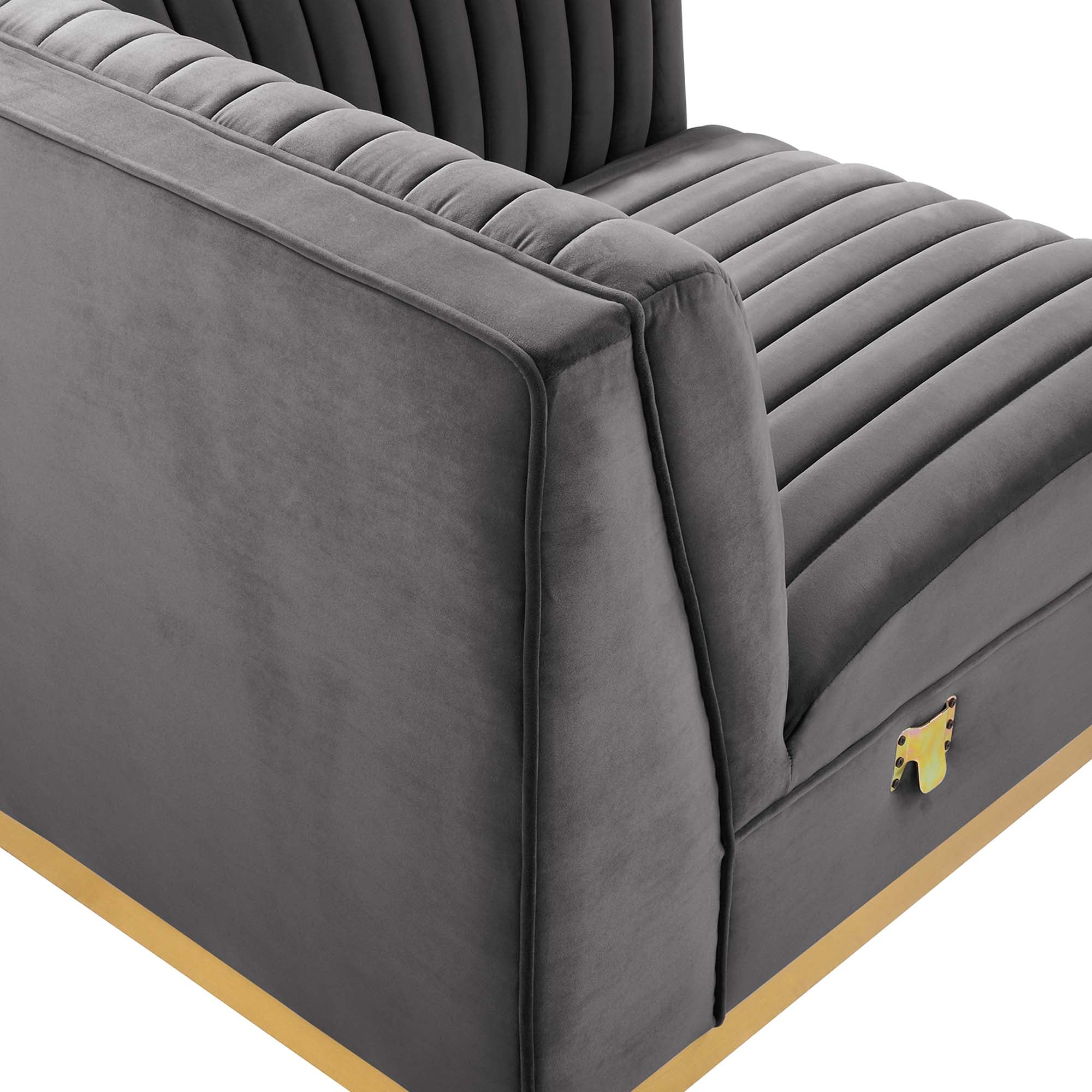 Sanguine Channel Tufted Performance Velvet Modular Sectional Sofa Right Corner Chair - Image 7