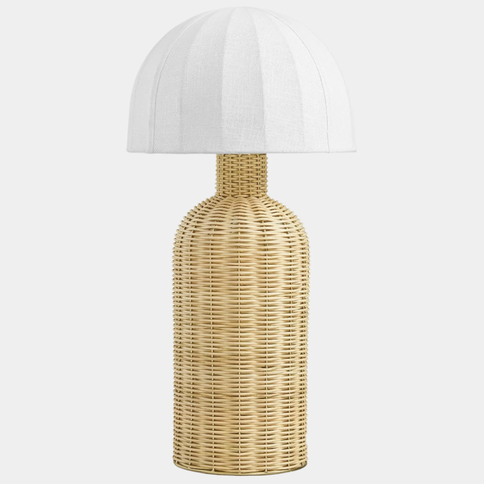 Santo Rattan Table Lamp With Dome Shade in White Natural