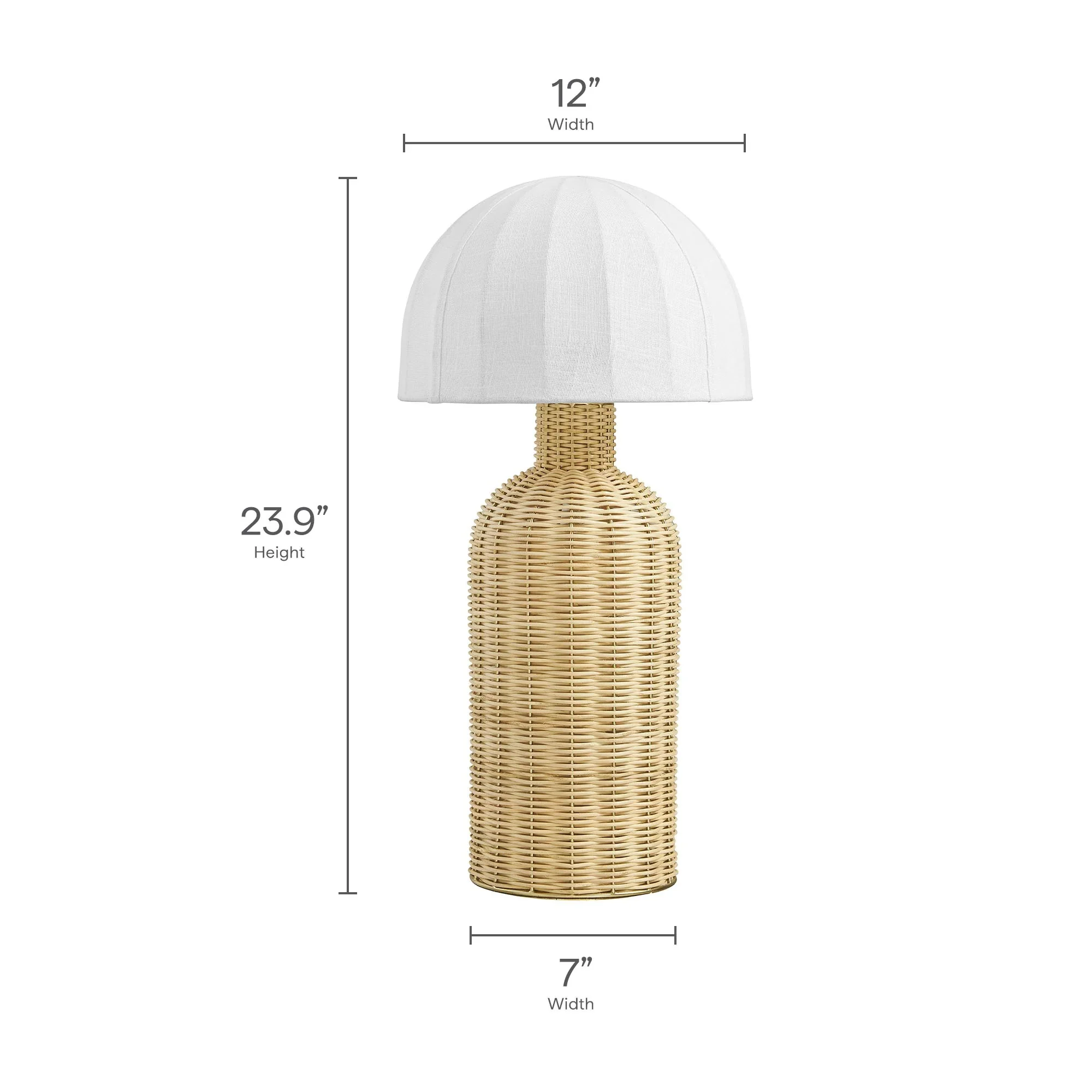 Santo Rattan Table Lamp With Dome Shade in White Natural - Image 11