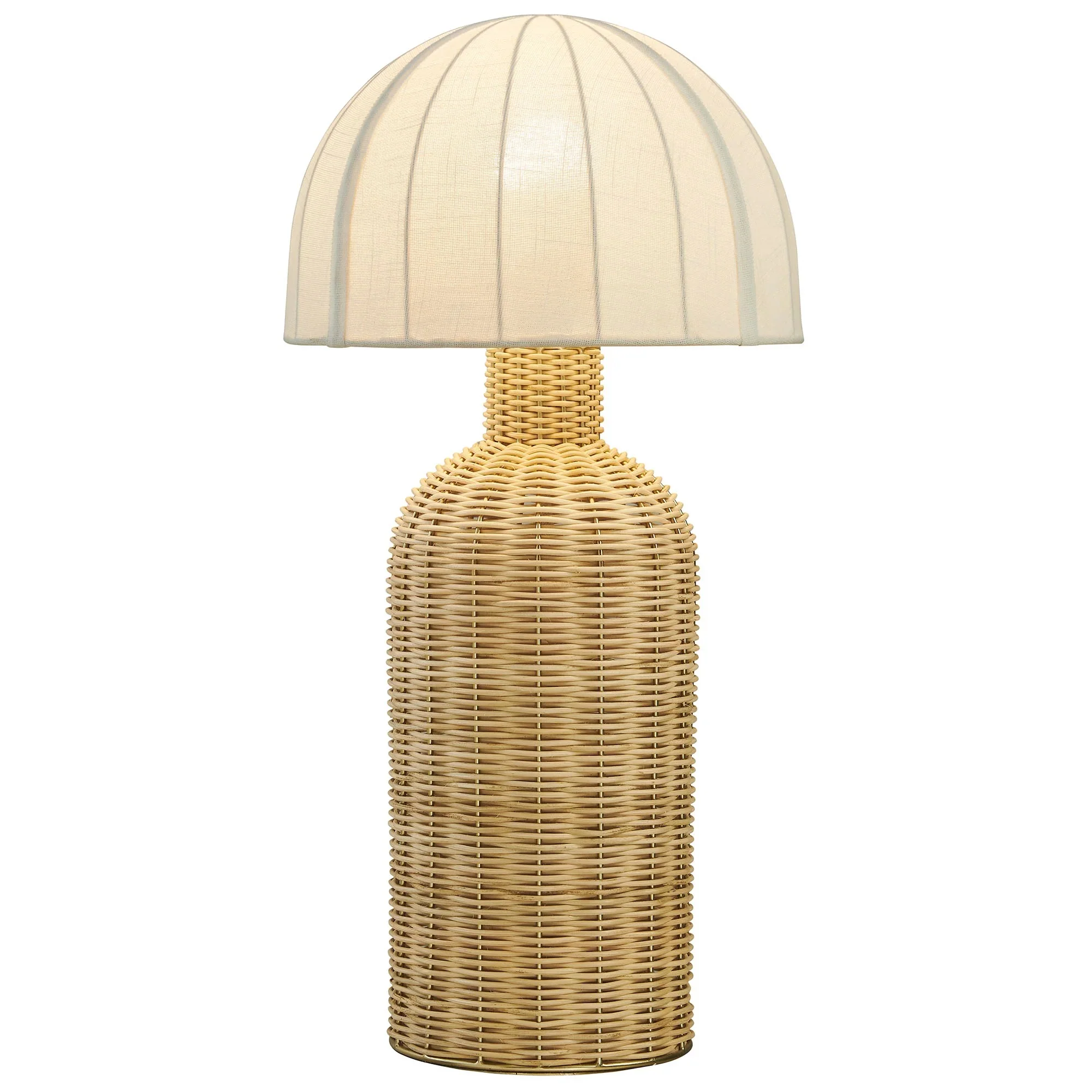 Santo Rattan Table Lamp With Dome Shade in White Natural - Image 5