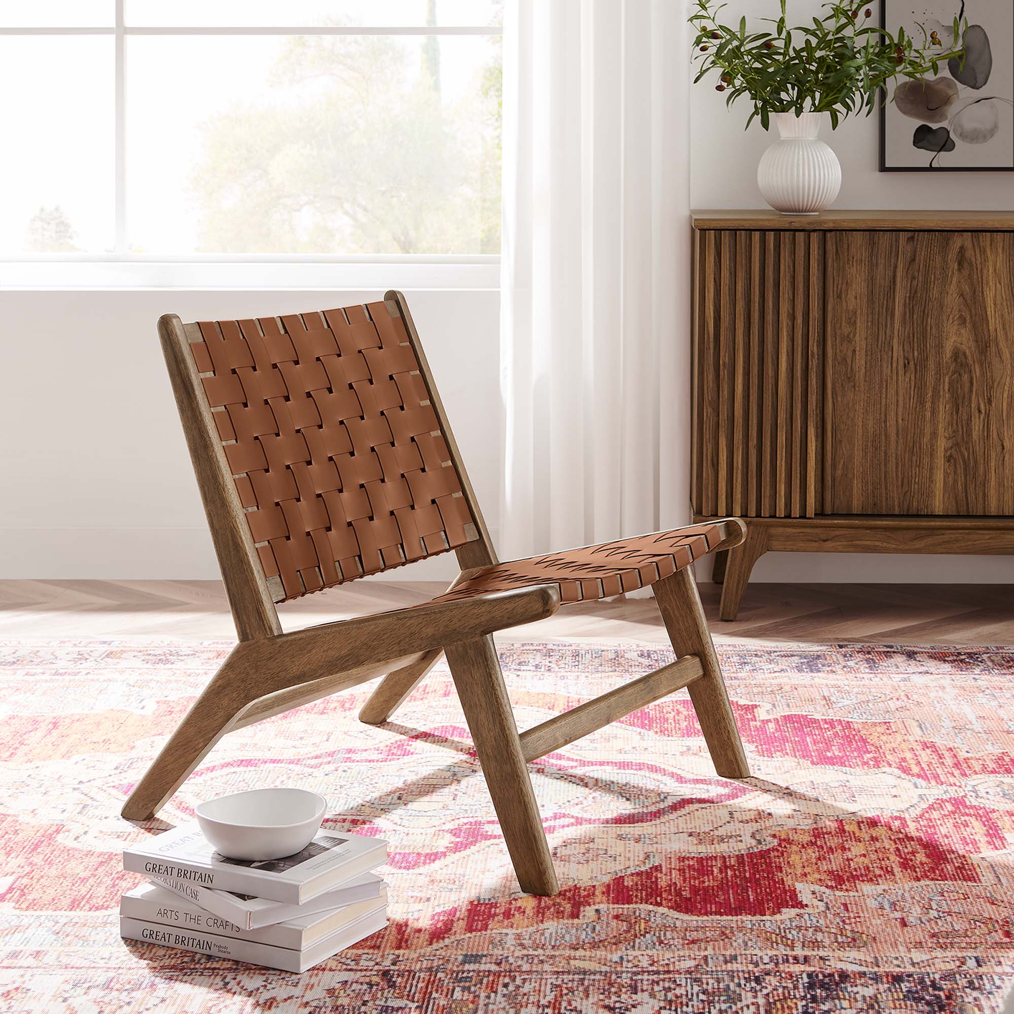 Saoirse Faux Leather Wood Accent Lounge Chair - Image 20