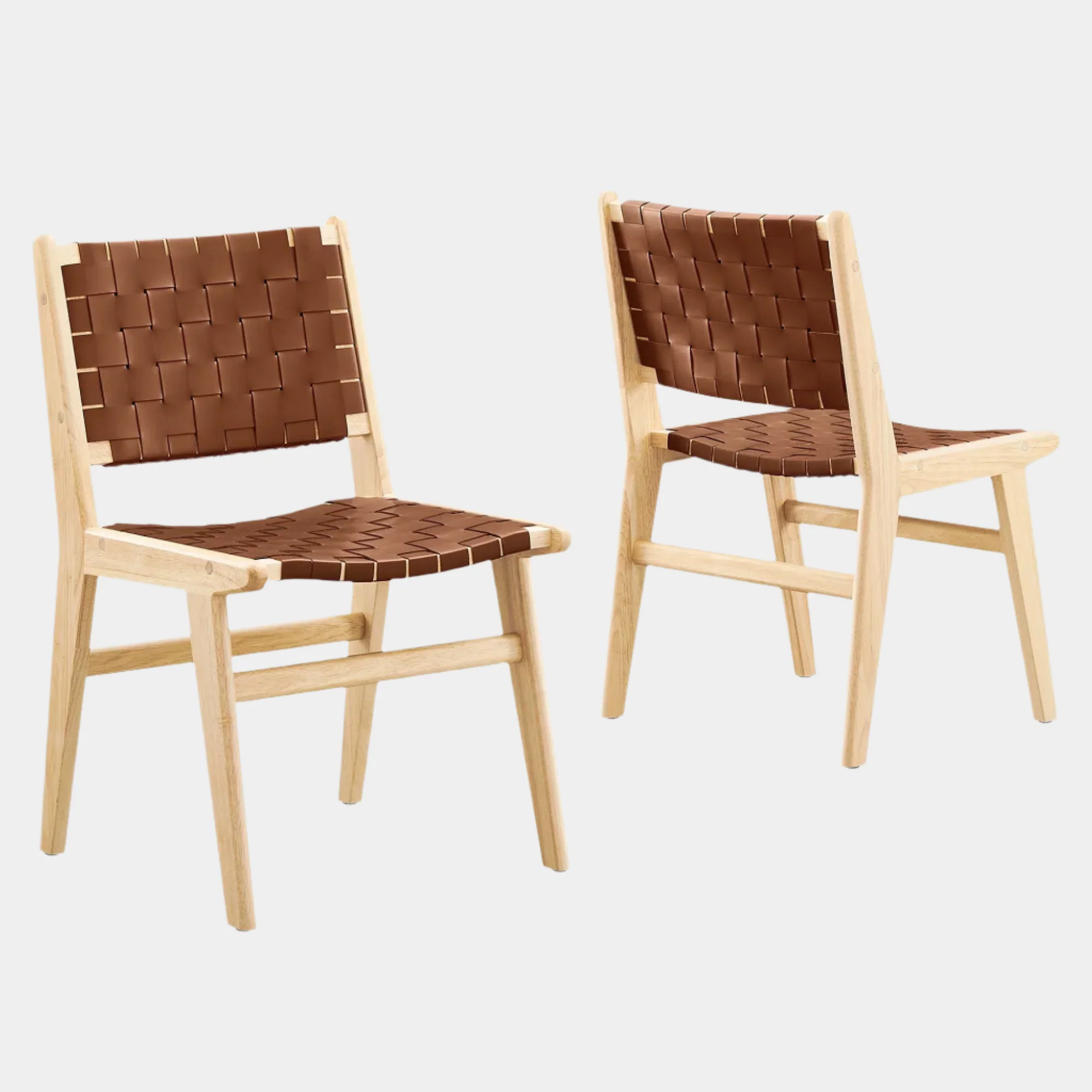 Saoirse Leather Wood Dining Side Chair Set of 2