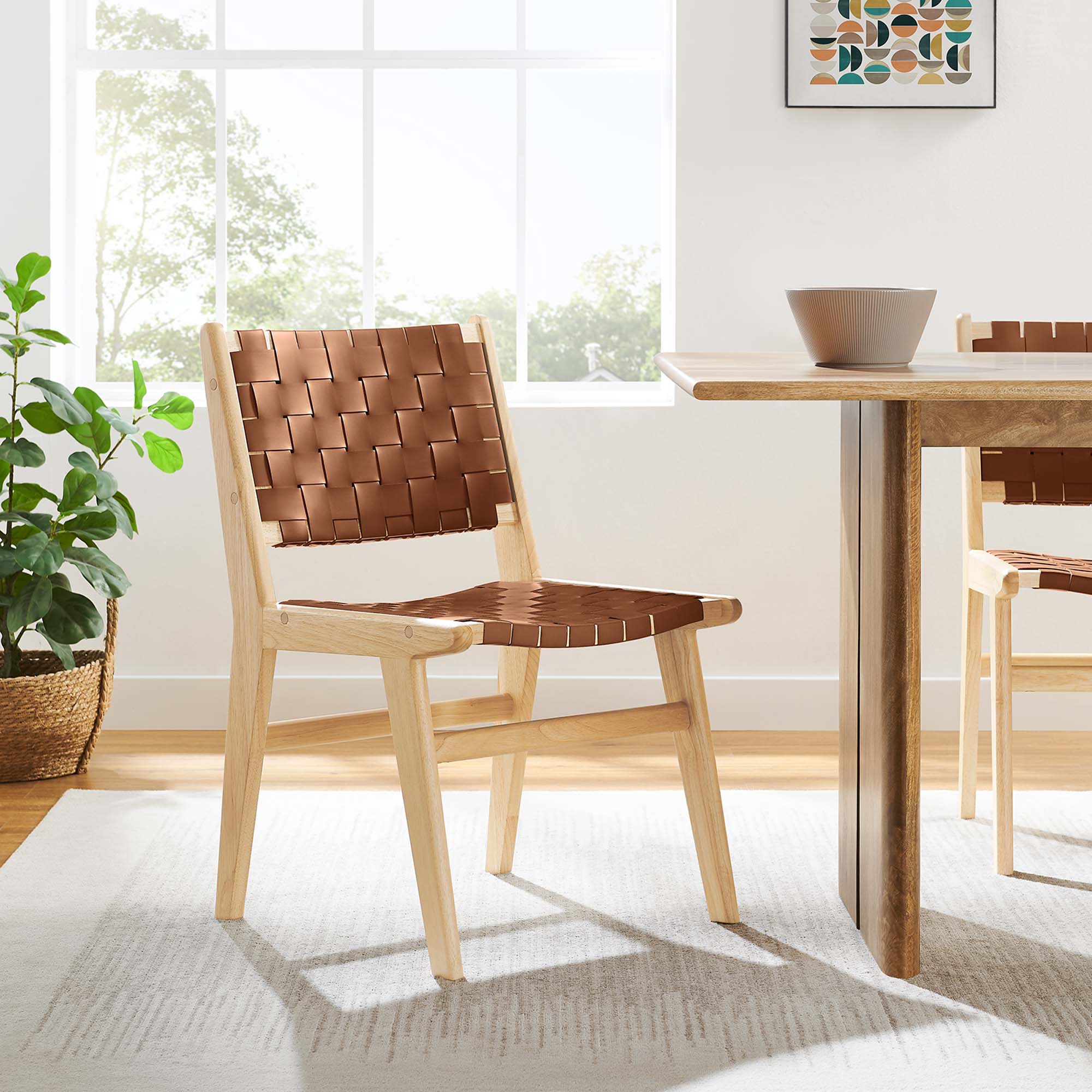 Saoirse Leather Wood Dining Side Chair Set of 2 - Image 11