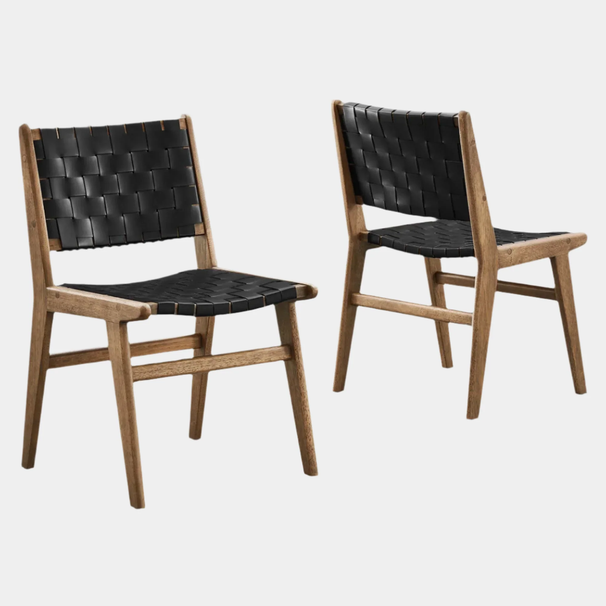 Saoirse Leather Wood Dining Side Chair Set of 2 - Image 12