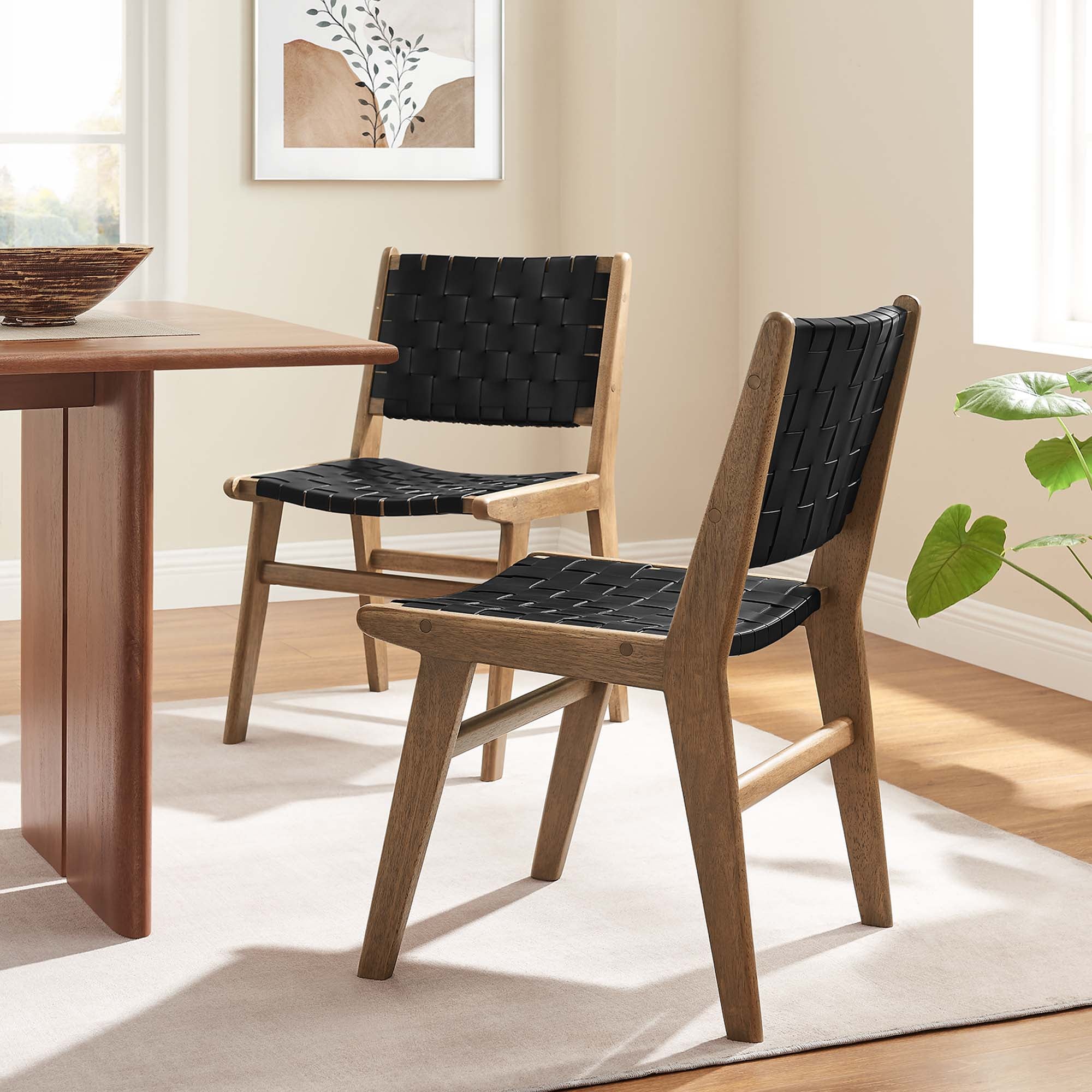 Saoirse Leather Wood Dining Side Chair Set of 2 - Image 13