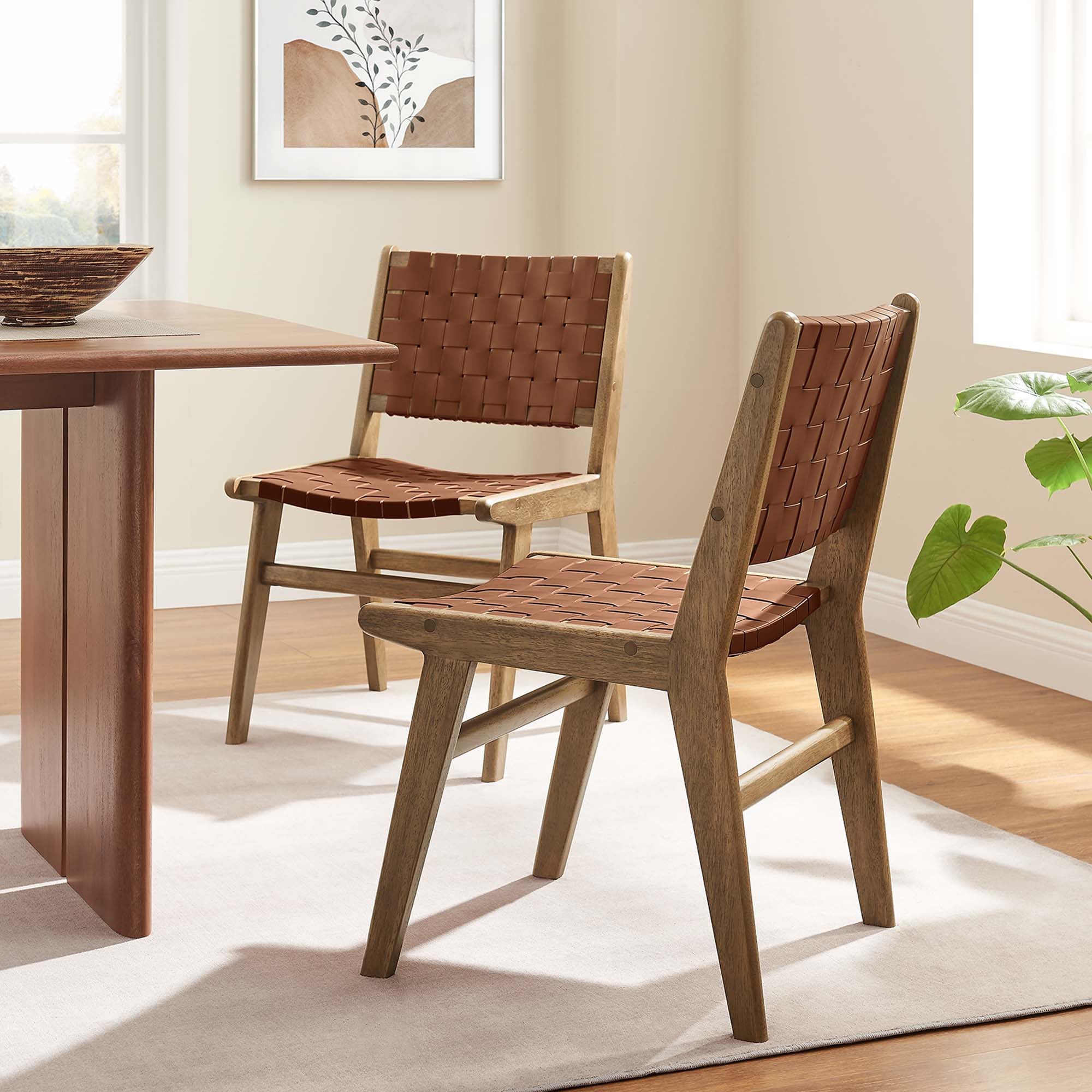 Saoirse Leather Wood Dining Side Chair Set of 2 - Image 24
