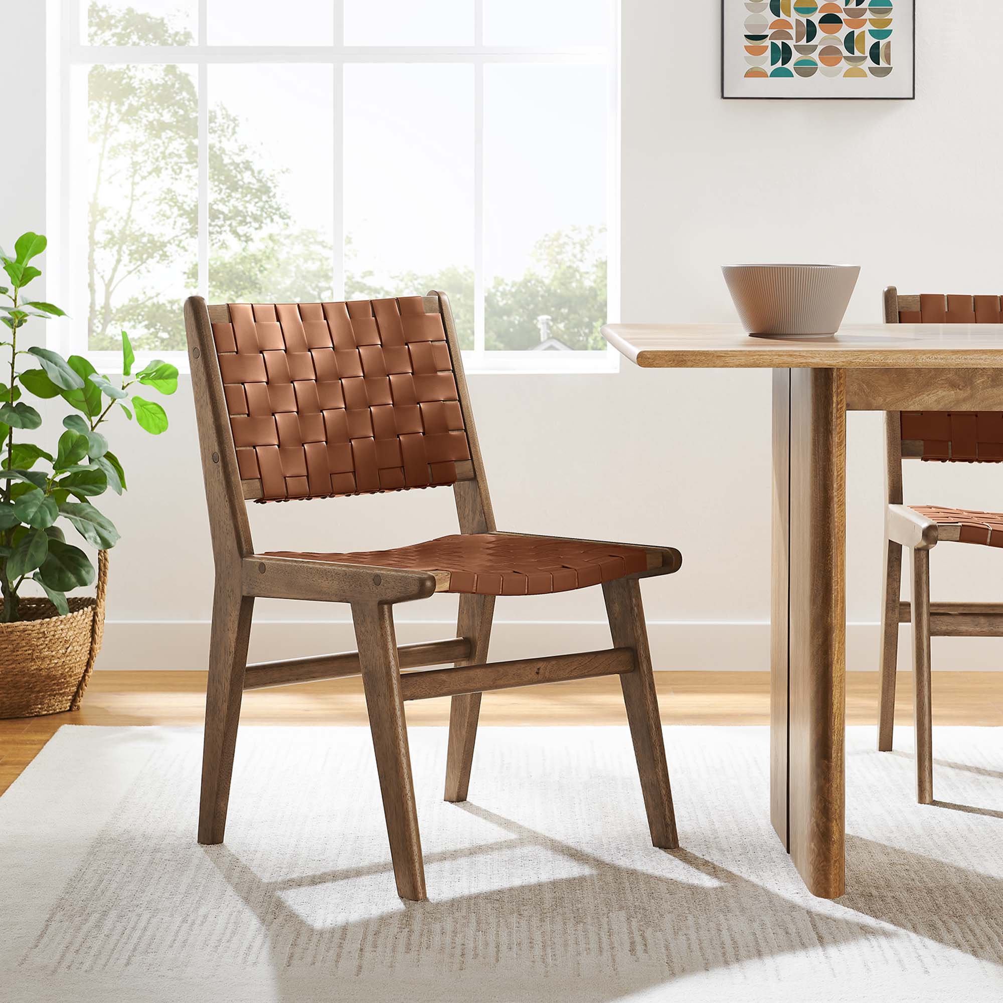 Saoirse Leather Wood Dining Side Chair Set of 2 - Image 33