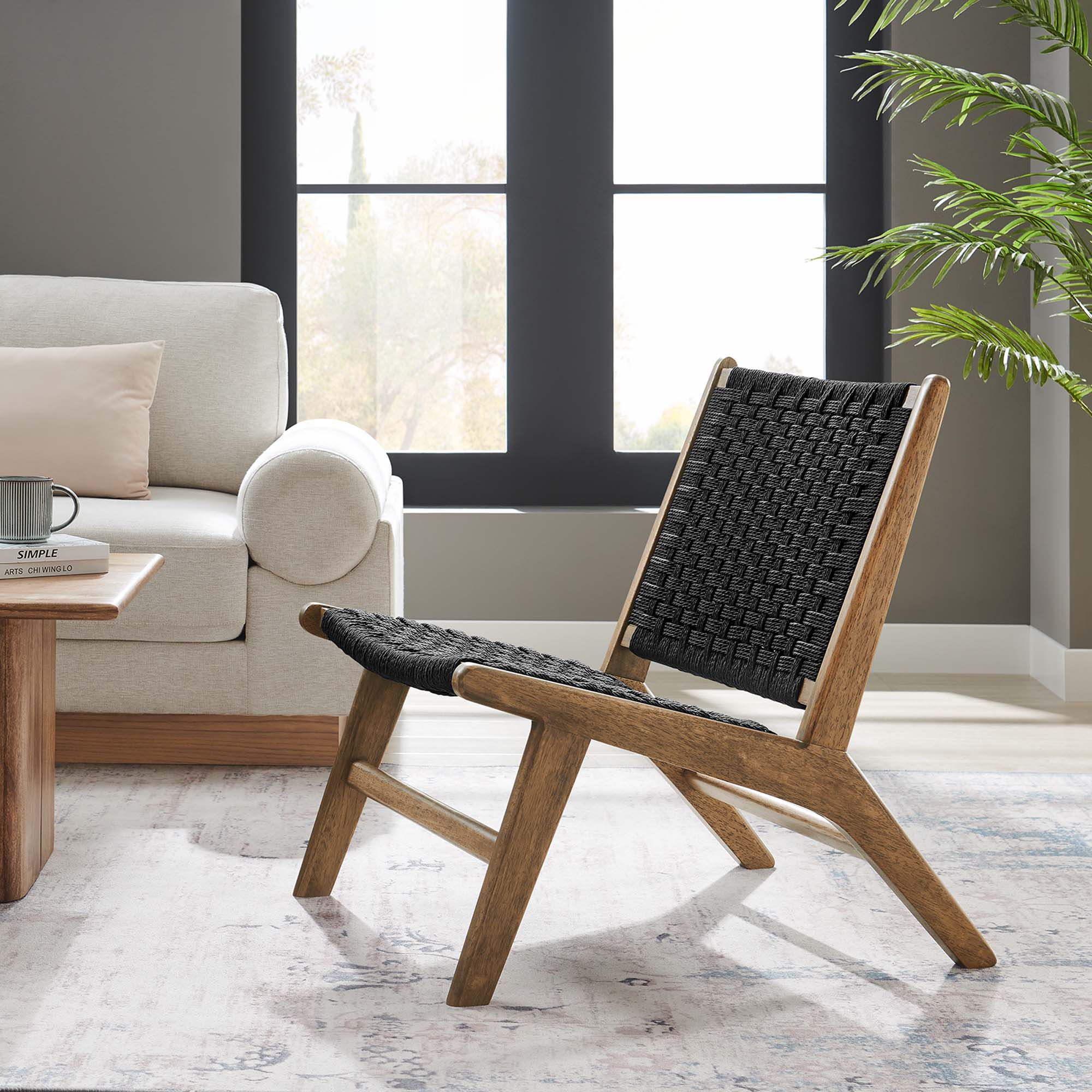 Saoirse Woven Rope Wood Accent Lounge Chair - Image 2