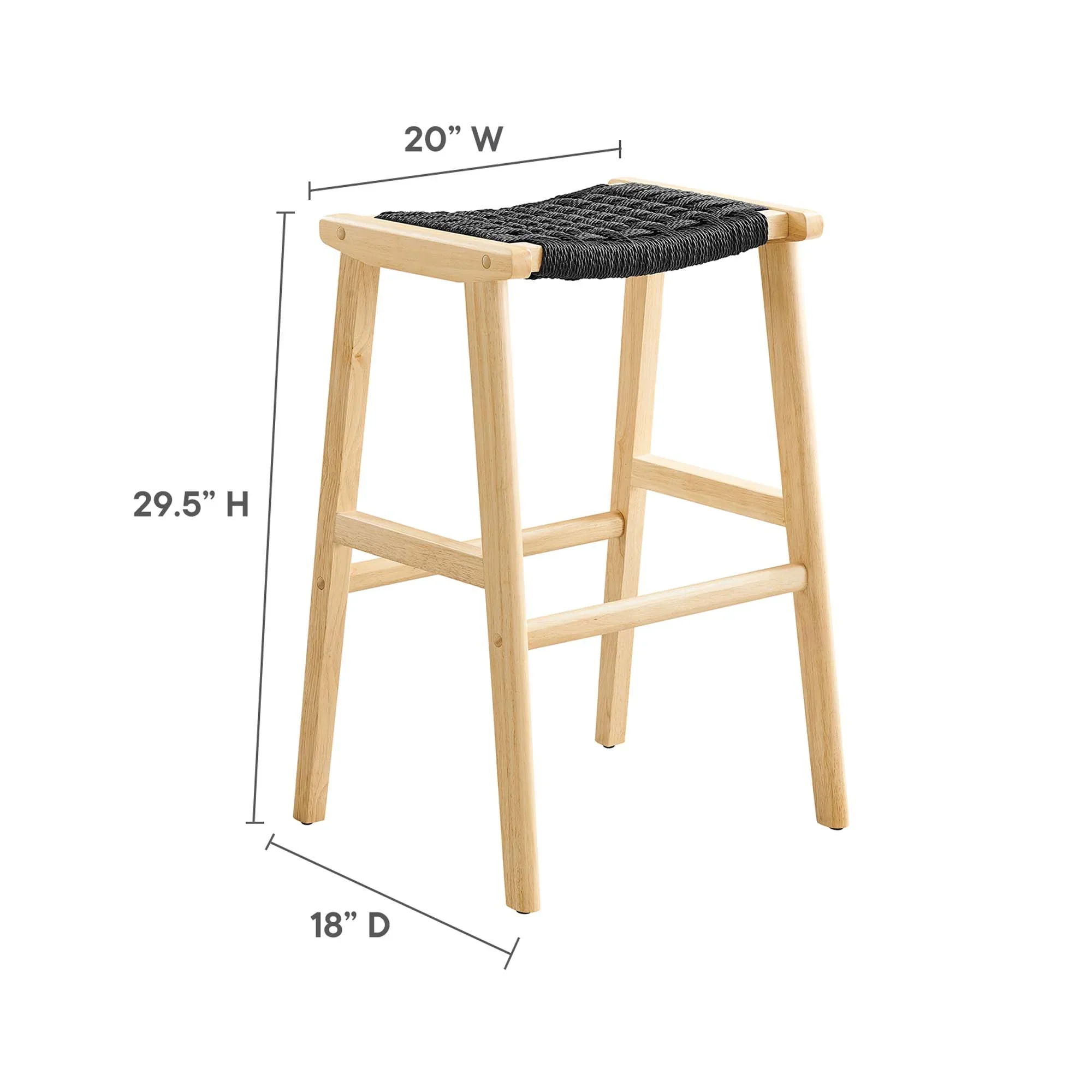 Saoirse Woven Rope Wood Bar Stool - Set of 2 - Image 10