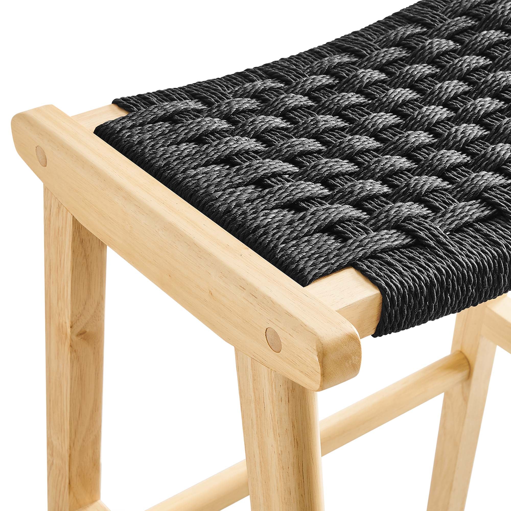 Saoirse Woven Rope Wood Bar Stool - Set of 2 - Image 8