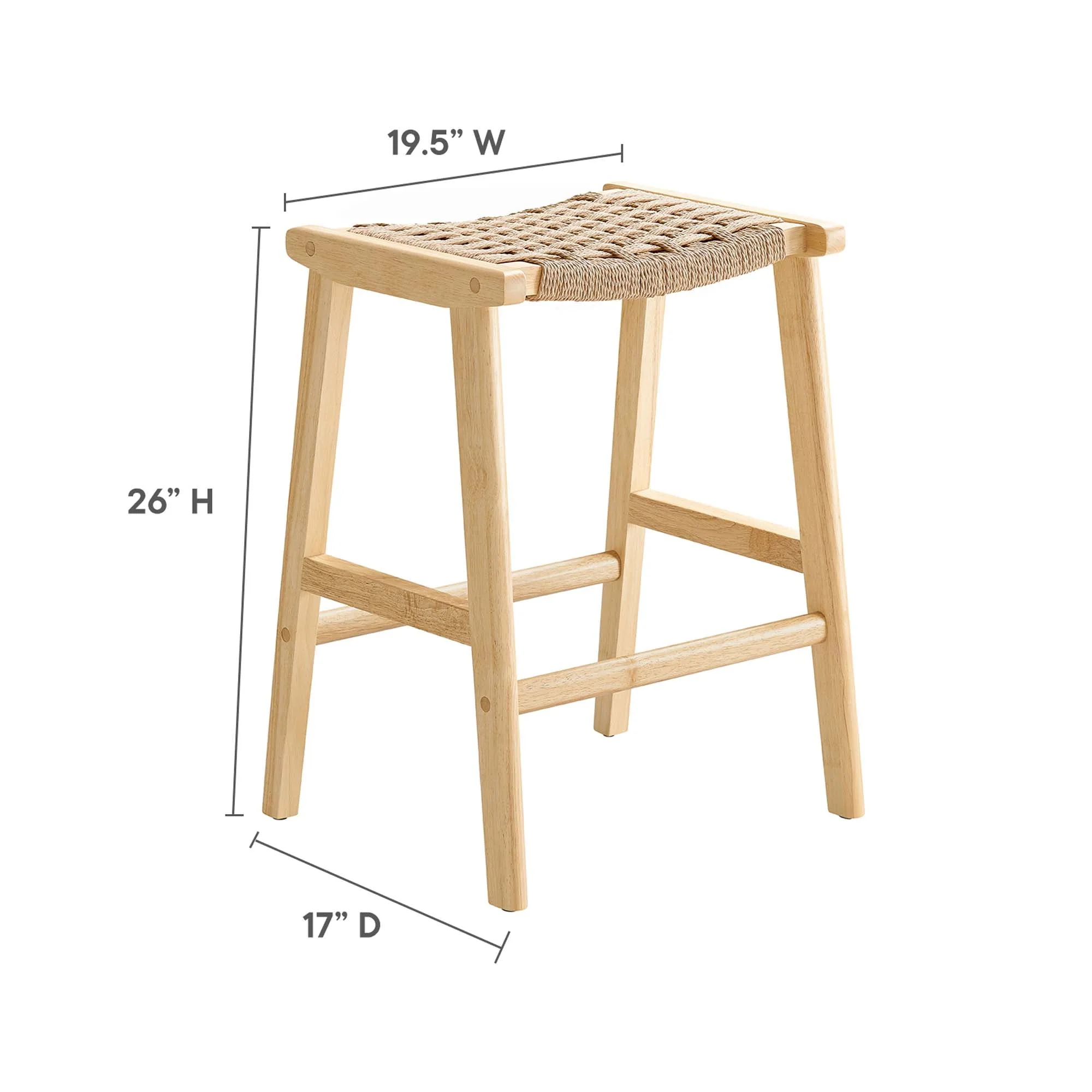 Saoirse Woven Rope Wood Counter Stool Set of 2 - Image 10