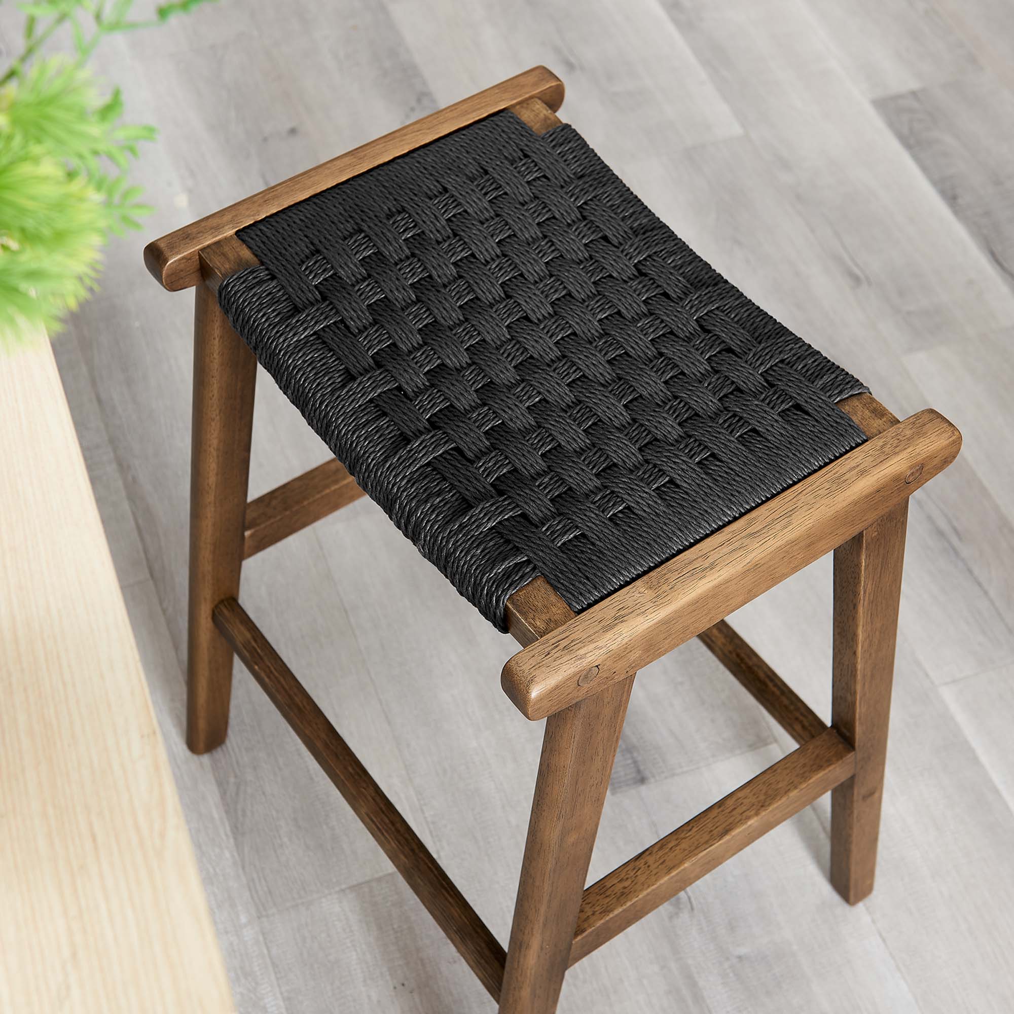 Saoirse Woven Rope Wood Counter Stool Set of 2 - Image 14