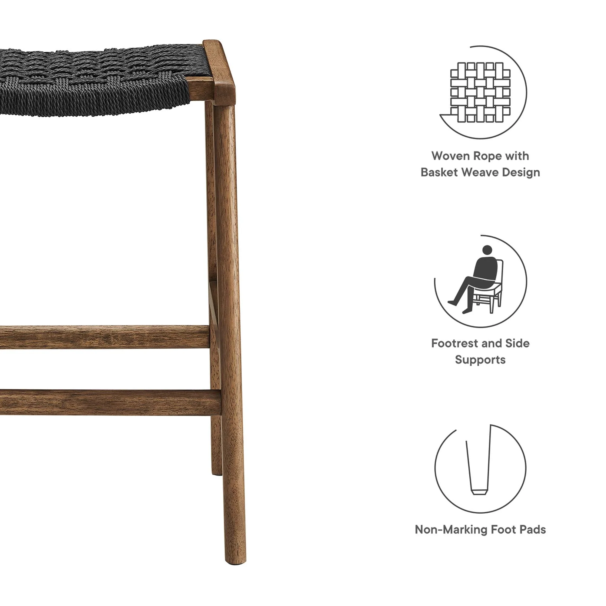 Saoirse Woven Rope Wood Counter Stool Set of 2 - Image 19