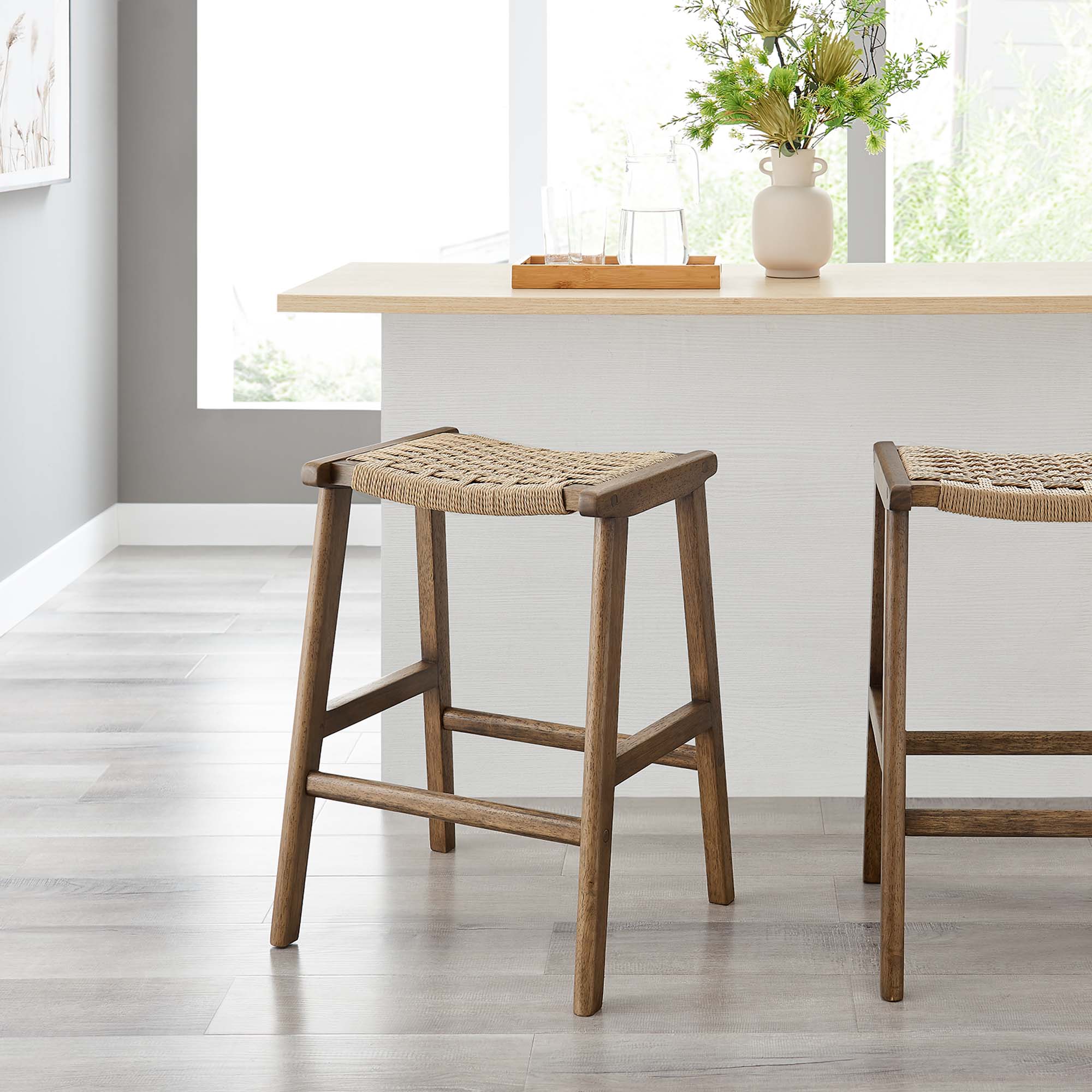 Saoirse Woven Rope Wood Counter Stool Set of 2 - Image 23