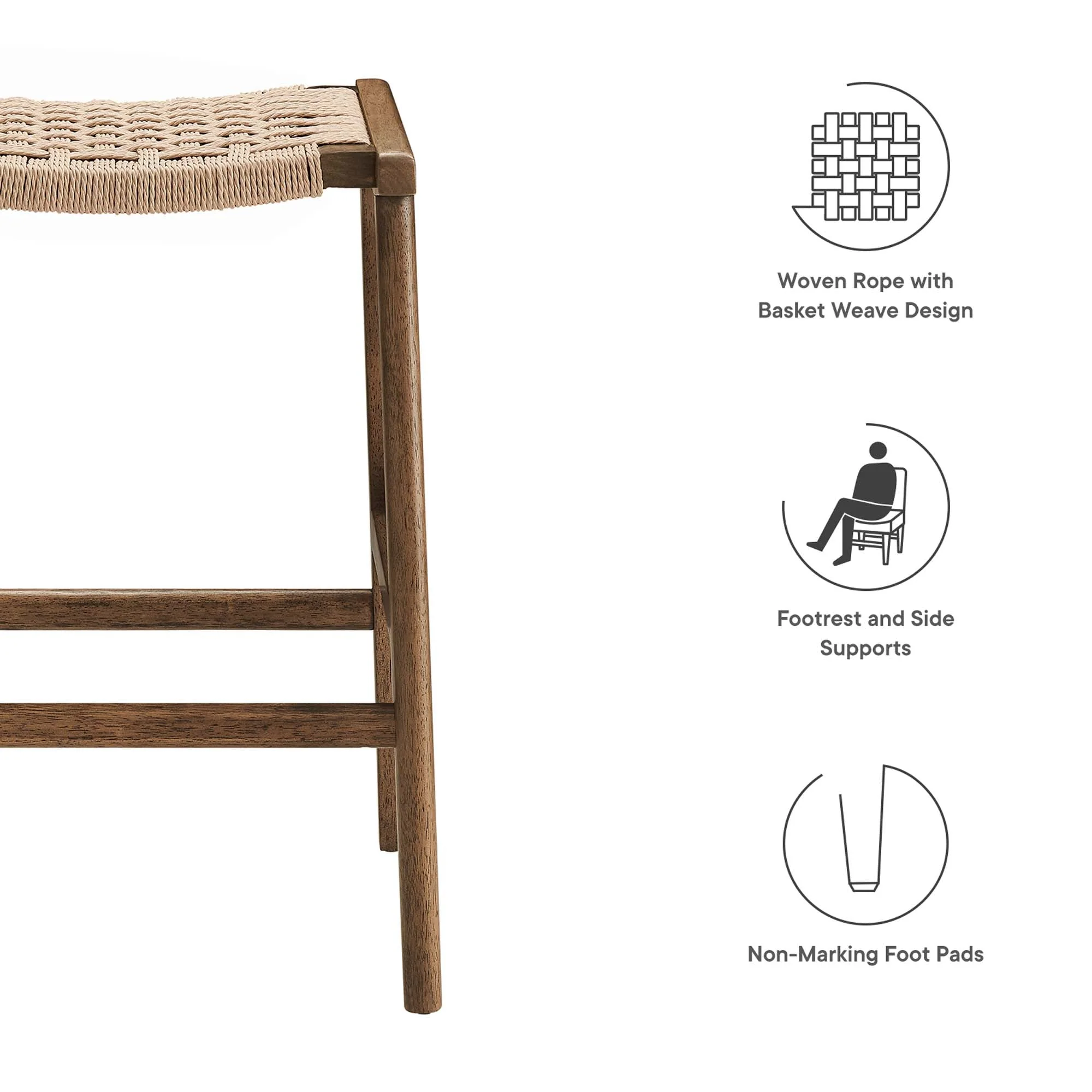 Saoirse Woven Rope Wood Counter Stool Set of 2 - Image 29