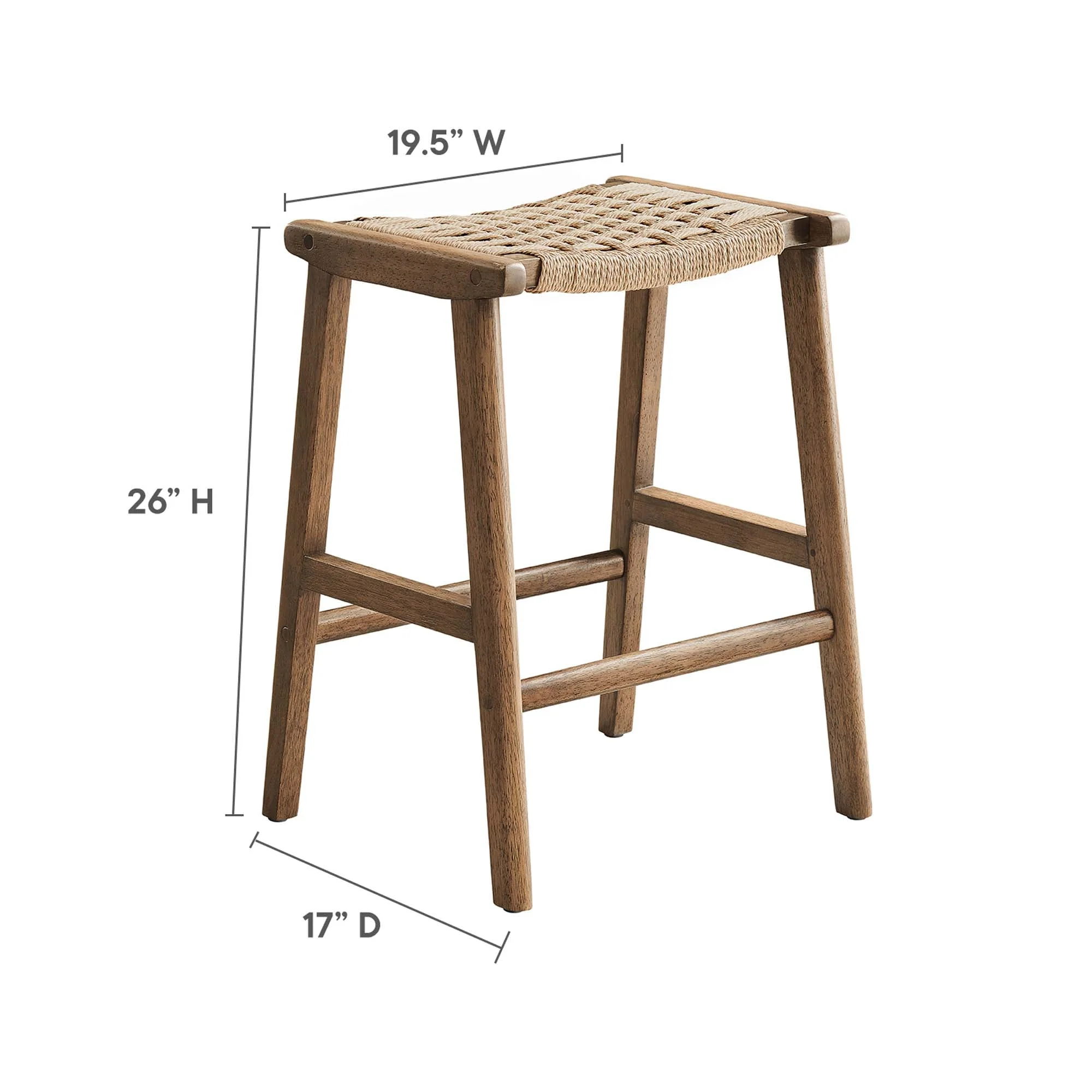 Saoirse Woven Rope Wood Counter Stool Set of 2 - Image 30