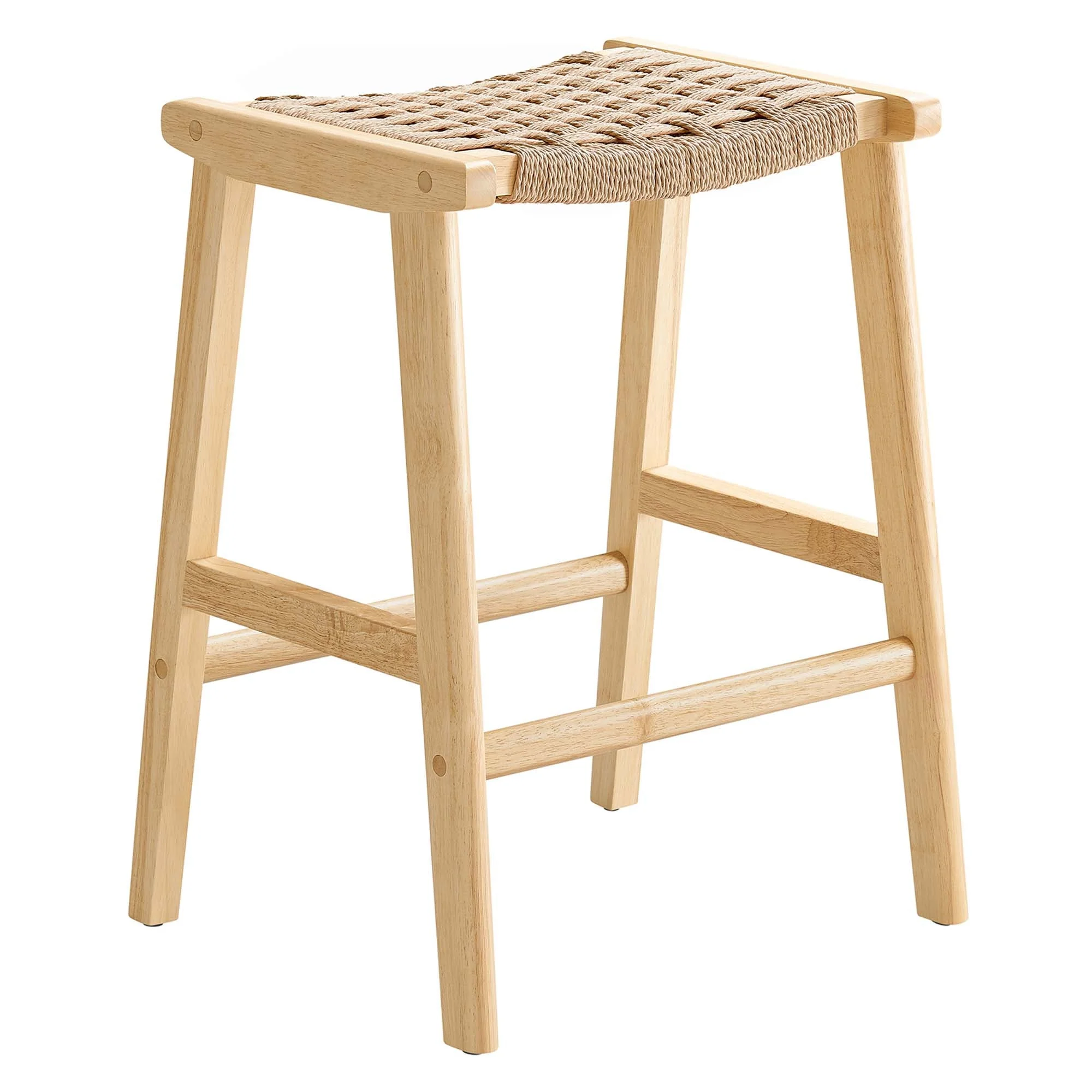 Saoirse Woven Rope Wood Counter Stool Set of 2 - Image 5