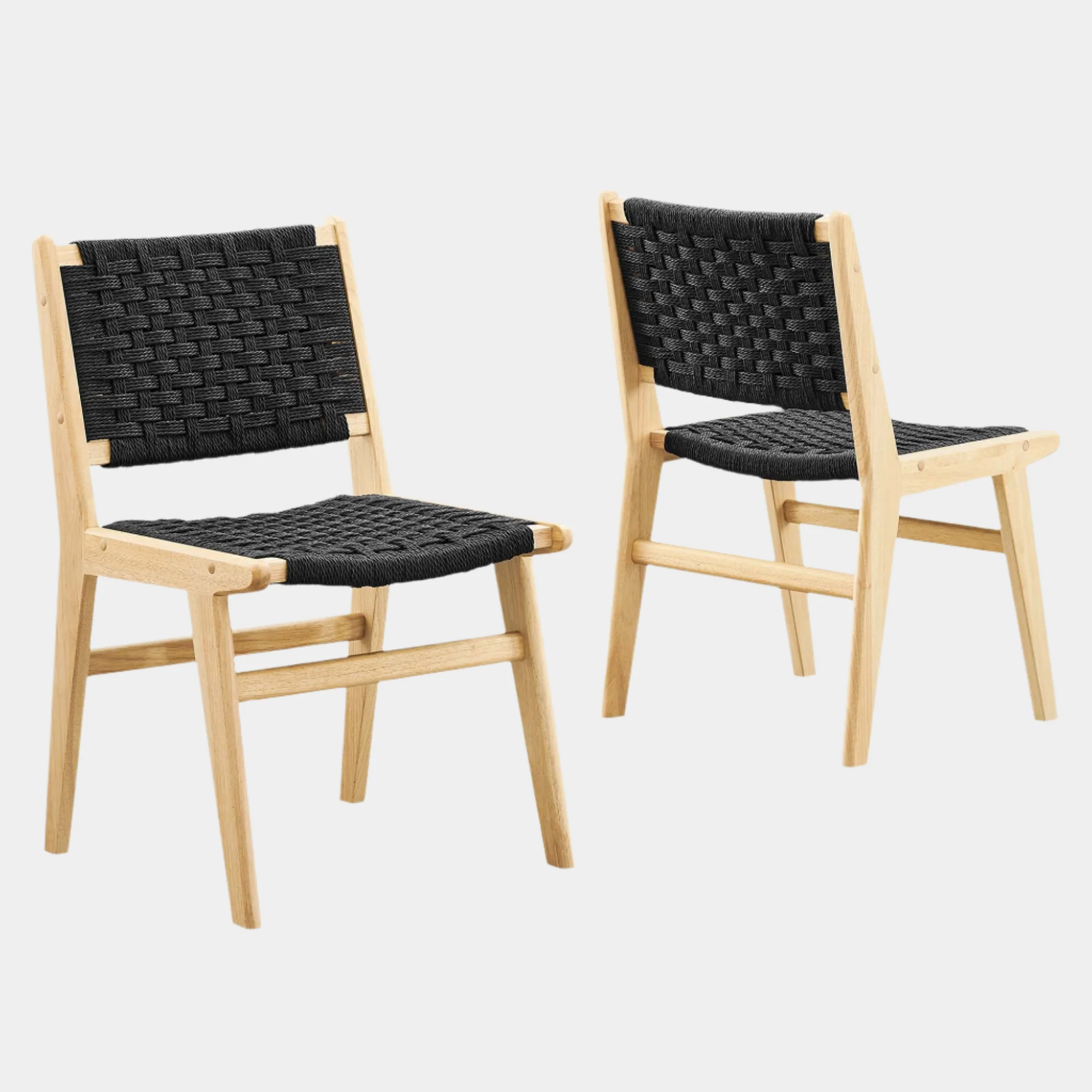Saoirse Woven Rope Wood Dining Side Chair Set of 2