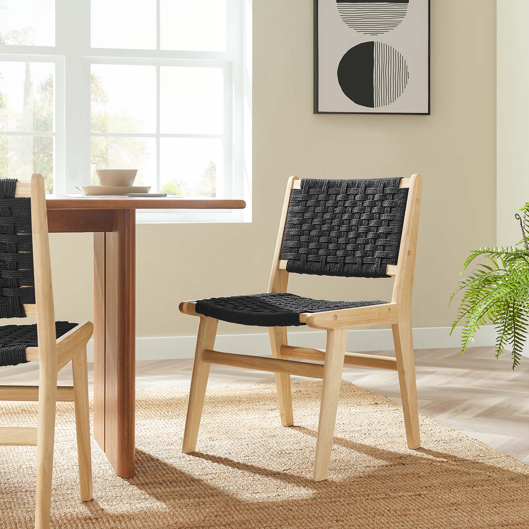 Saoirse Woven Rope Wood Dining Side Chair Set of 2 - Image 11