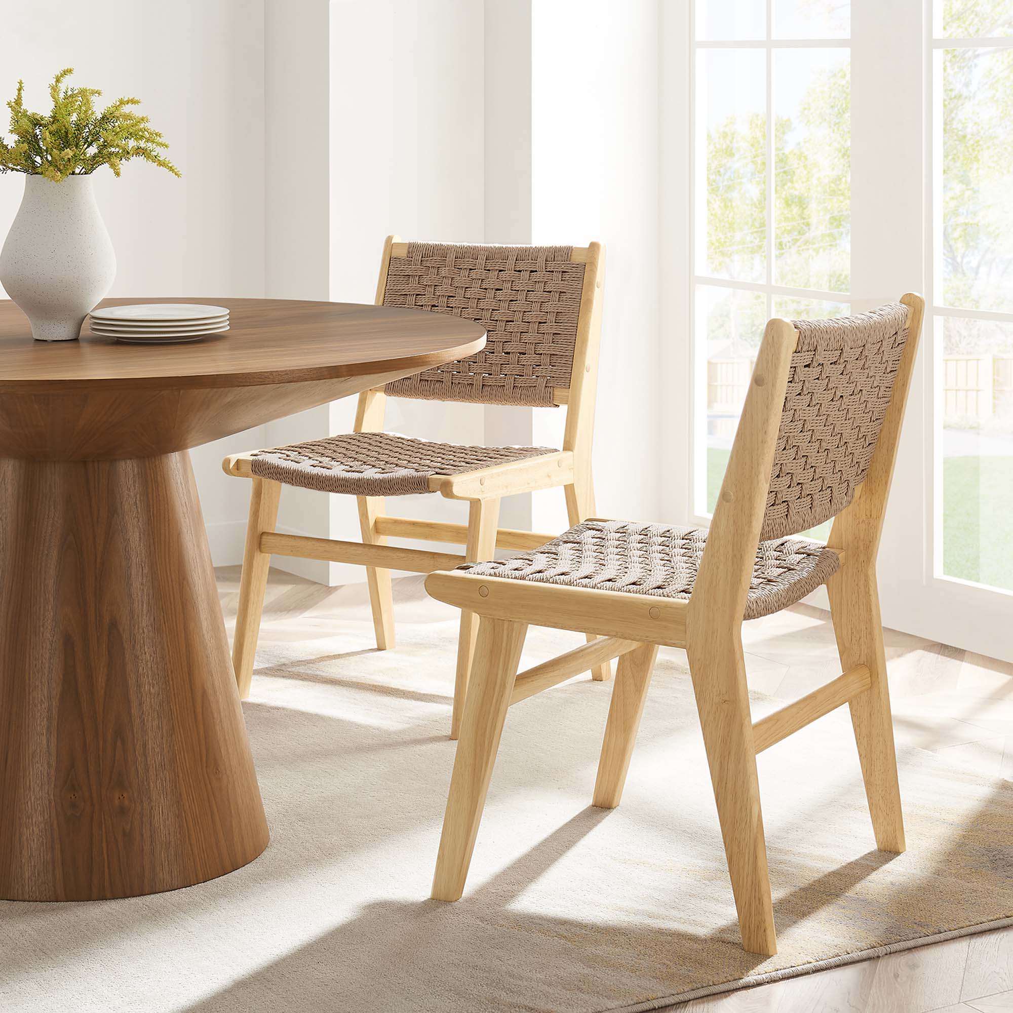 Saoirse Woven Rope Wood Dining Side Chair Set of 2 - Image 13