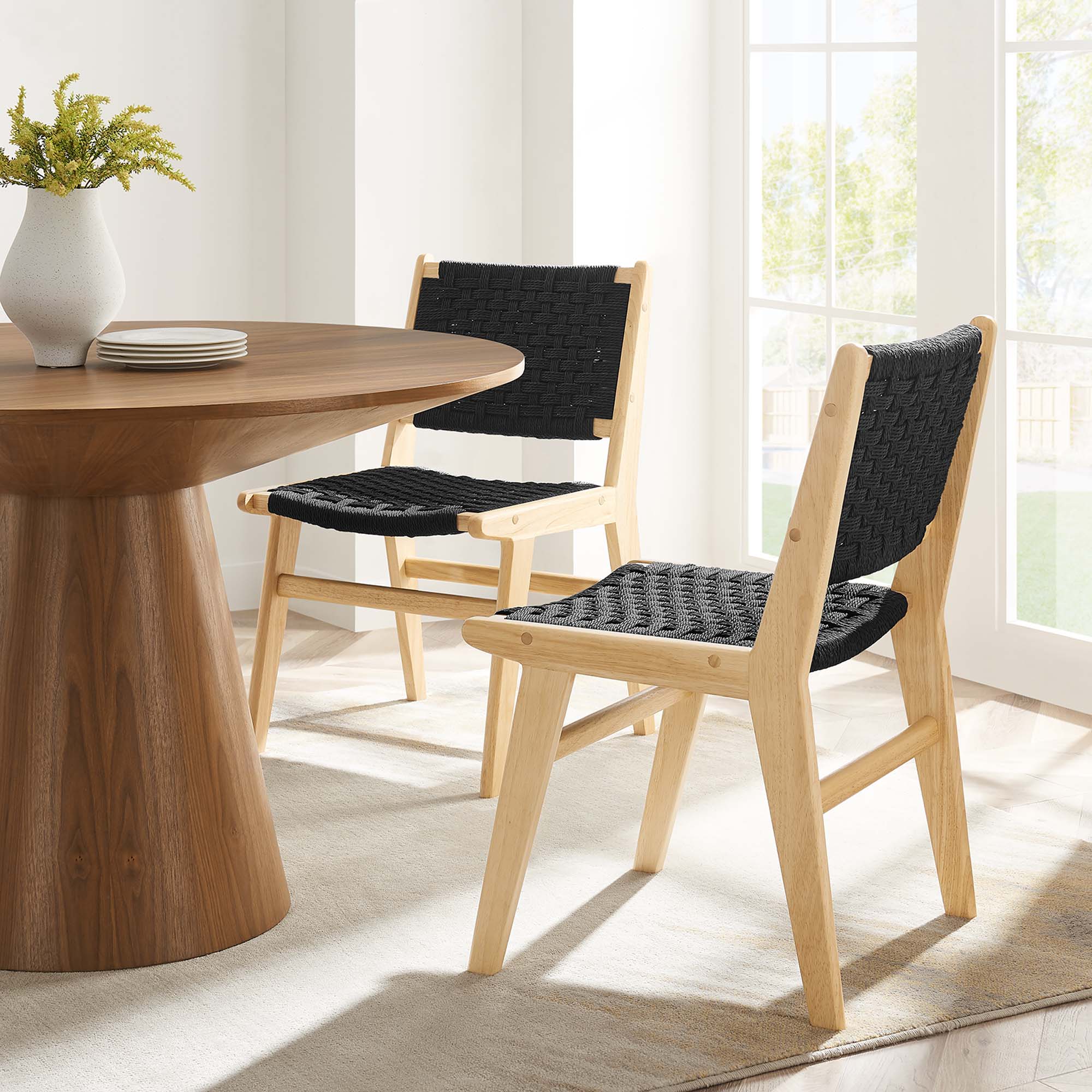 Saoirse Woven Rope Wood Dining Side Chair Set of 2 - Image 2