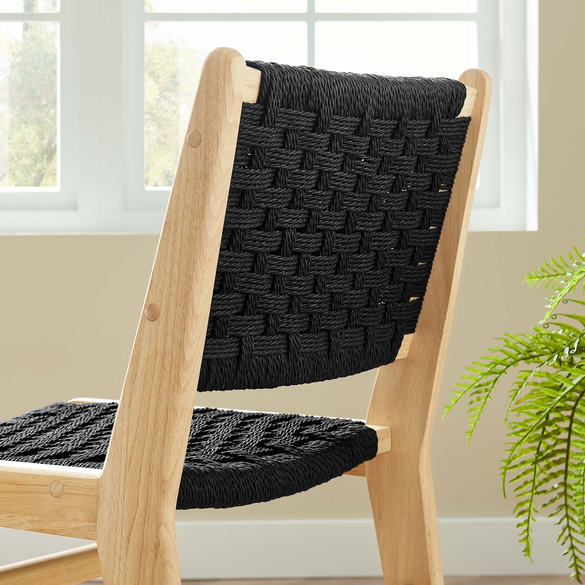 Saoirse Woven Rope Wood Dining Side Chair Set of 2 - Image 3