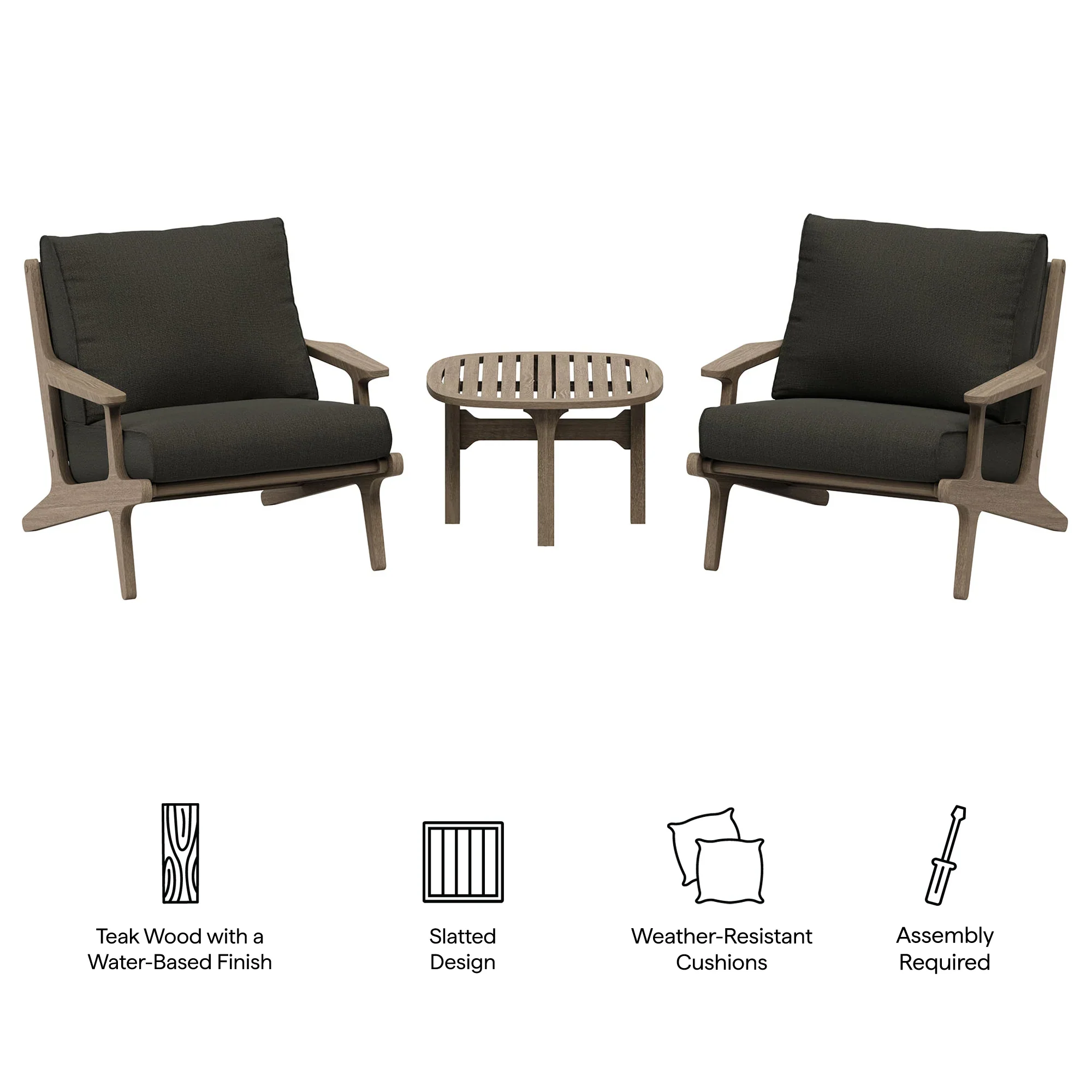Saratoga 3-Piece Outdoor Teak Wood Furniture Set with Lounge Chairs and Side Table - Image 18